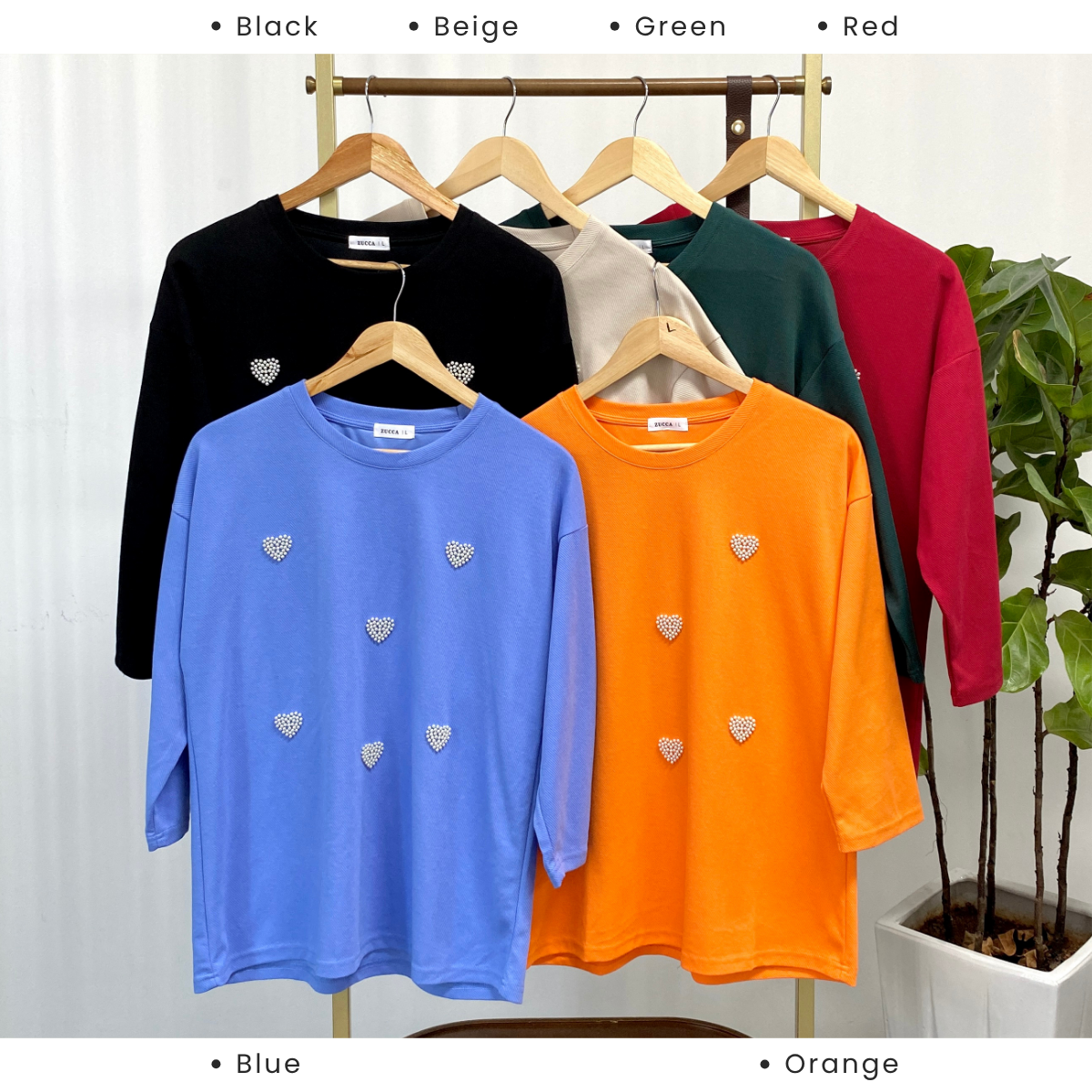 ZUCCA FATINI HEART EMBELLISHED COTTON KNIT SHIRT - MA057