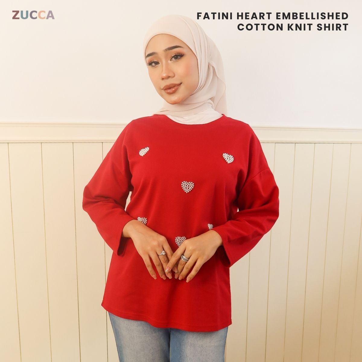 ZUCCA FATINI HEART EMBELLISHED COTTON KNIT SHIRT - MA057