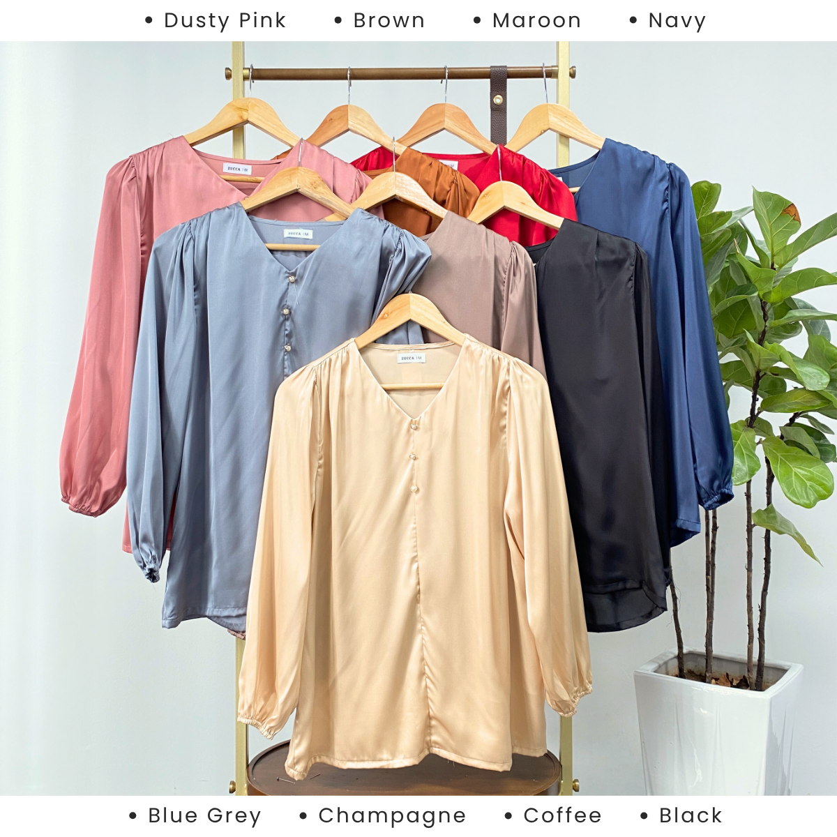 ZUCCA SOLLY PLAIN FULL BUTTON BLOUSE - MA062 KOREAN STYLE