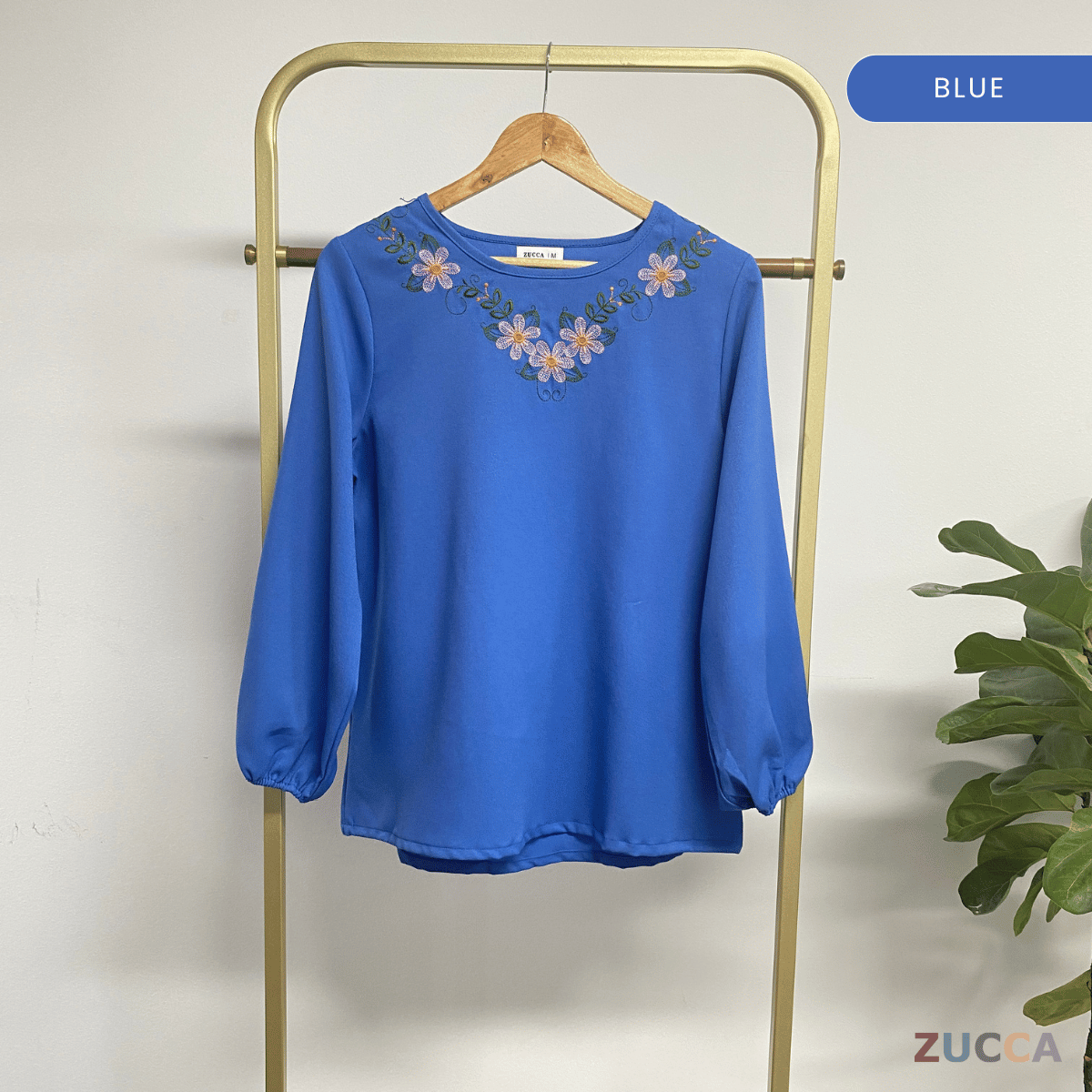 ZUCCA MILANA CASUAL EMBROIDERY ROUND NECK BLOUSE - MA068