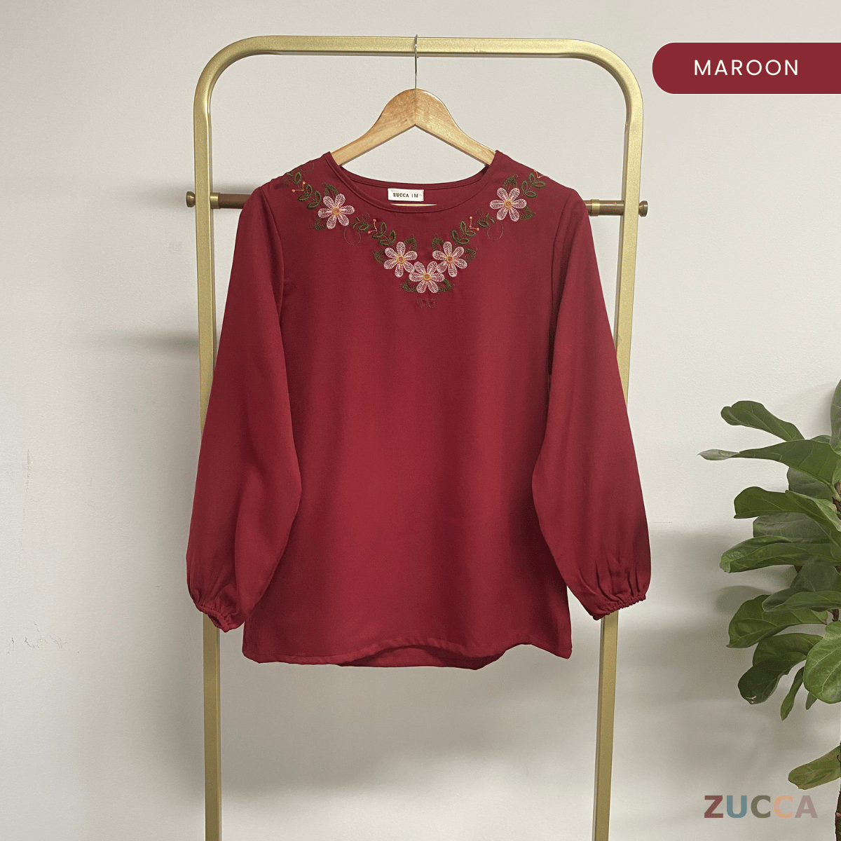 ZUCCA MILANA CASUAL EMBROIDERY ROUND NECK BLOUSE - MA068
