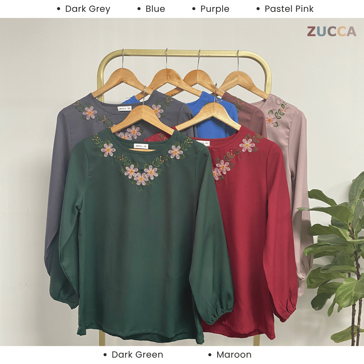 ZUCCA MILANA CASUAL EMBROIDERY ROUND NECK BLOUSE - MA068