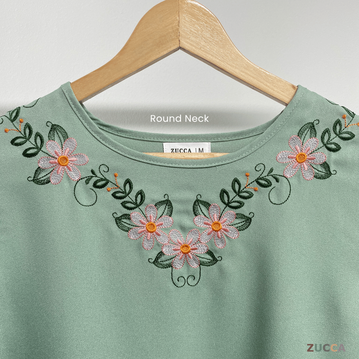 ZUCCA MILANA CASUAL EMBROIDERY ROUND NECK BLOUSE - MA068