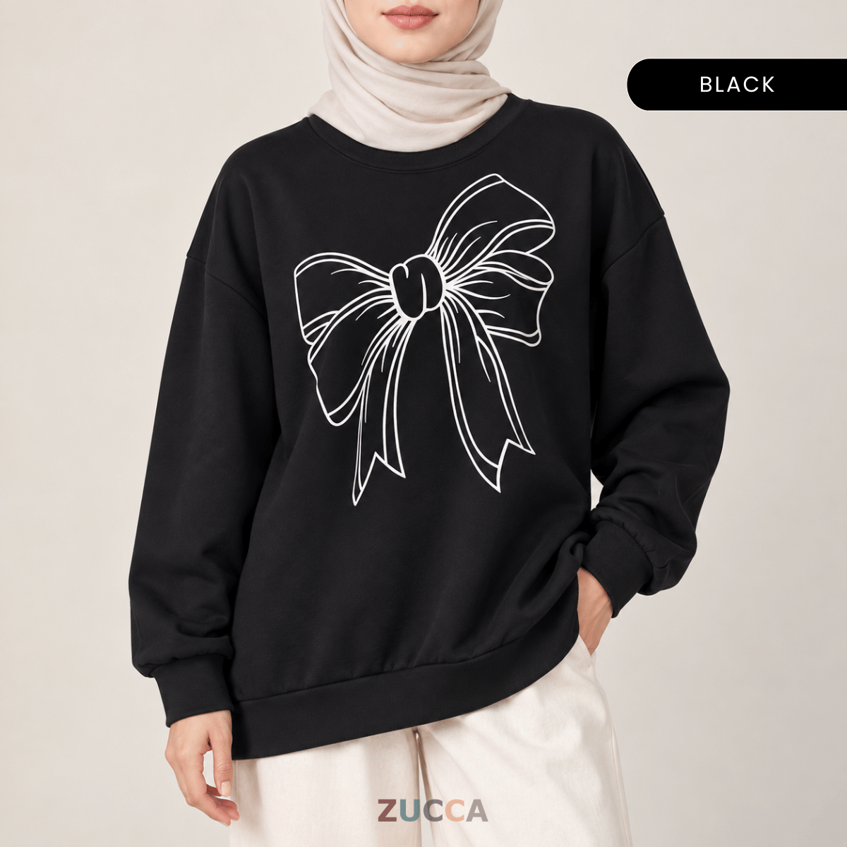 ZUCCA MONICA BOW GRAPHIC CASUAL SWEATSHIRT-MA070