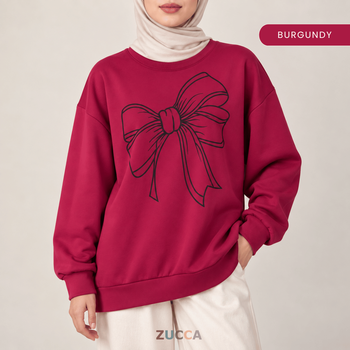ZUCCA MONICA BOW GRAPHIC CASUAL SWEATSHIRT-MA070