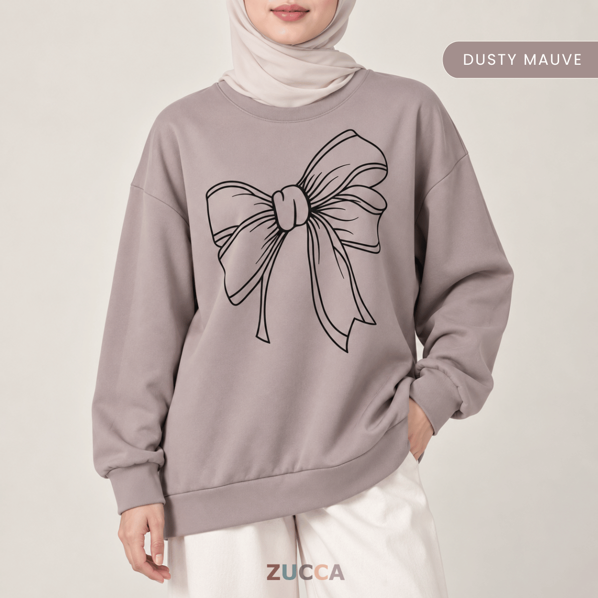 ZUCCA MONICA BOW GRAPHIC CASUAL SWEATSHIRT-MA070