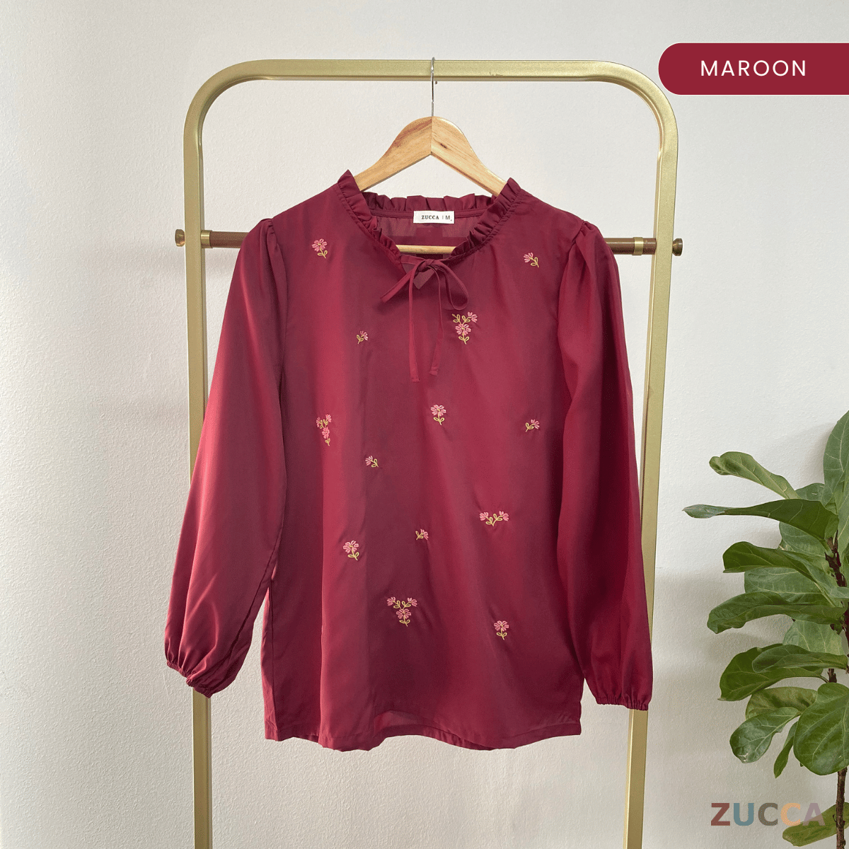 ZUCCA ROSY CASUAL TIE RUFFLE NECK BLOUSE - MA072