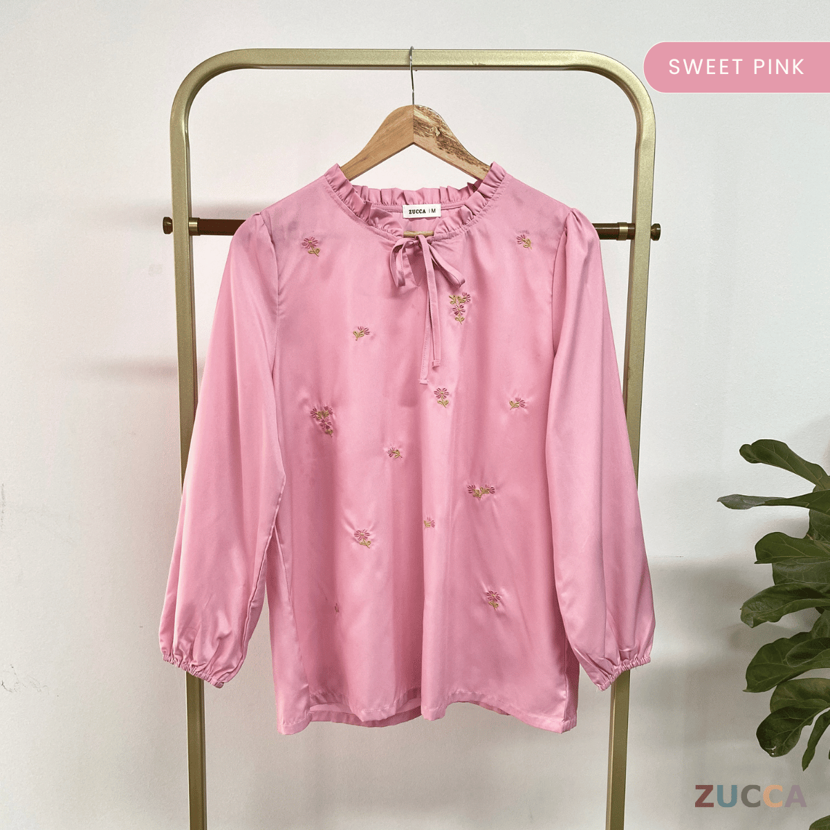 ZUCCA ROSY CASUAL TIE RUFFLE NECK BLOUSE - MA072