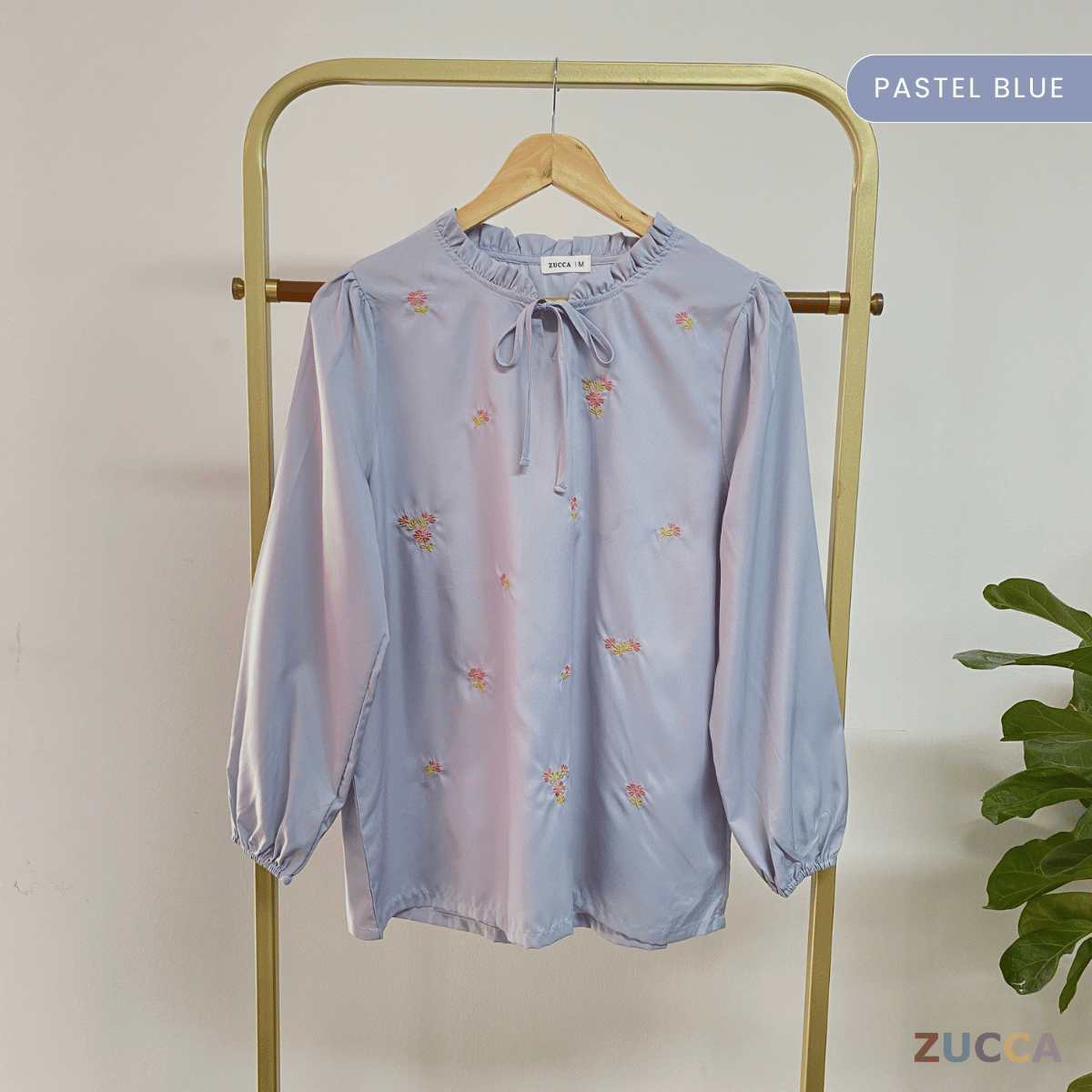 ZUCCA ROSY CASUAL TIE RUFFLE NECK BLOUSE - MA072