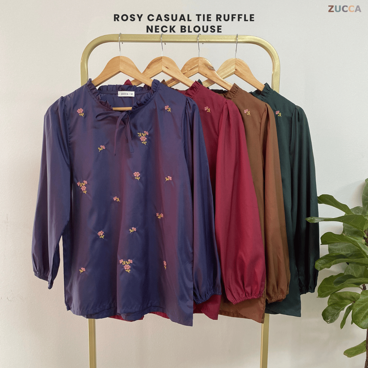 ZUCCA ROSY CASUAL TIE RUFFLE NECK BLOUSE - MA072