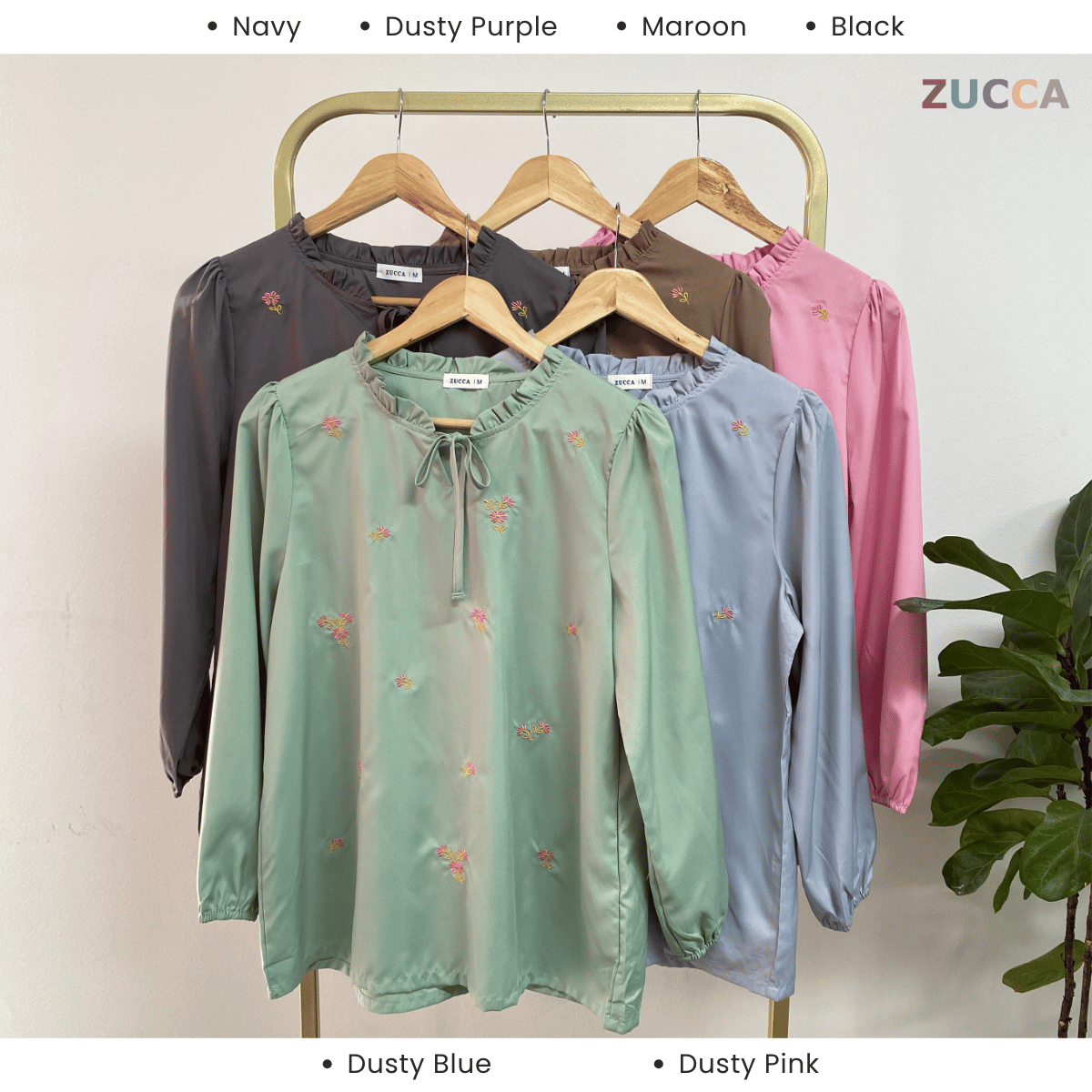 ZUCCA ROSY CASUAL TIE RUFFLE NECK BLOUSE - MA072