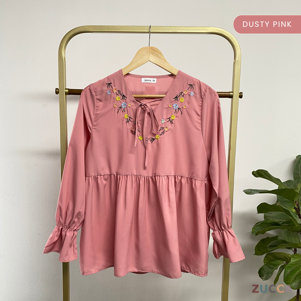 ZUCCA RAI CASUAL TIE V-NECK BLOUSE - MA077