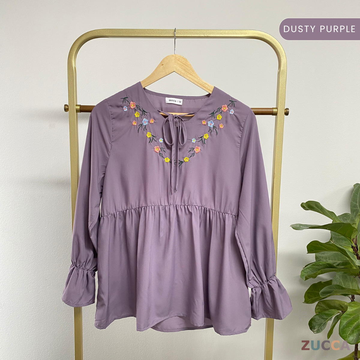 ZUCCA RAI CASUAL TIE V-NECK BLOUSE - MA077