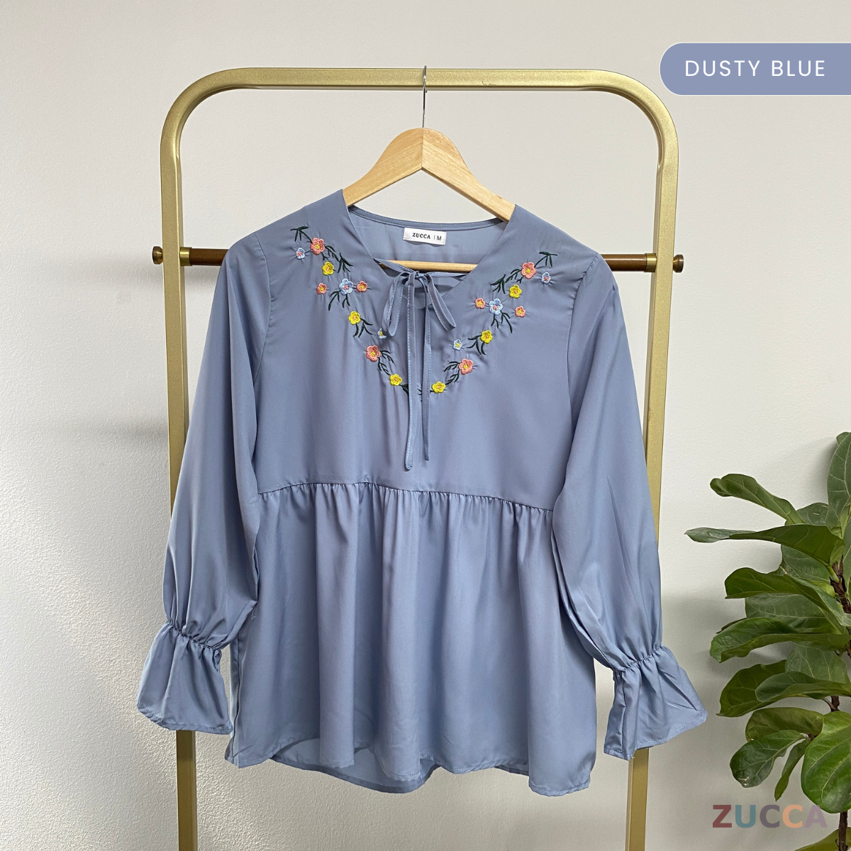 ZUCCA RAI CASUAL TIE V-NECK BLOUSE - MA077