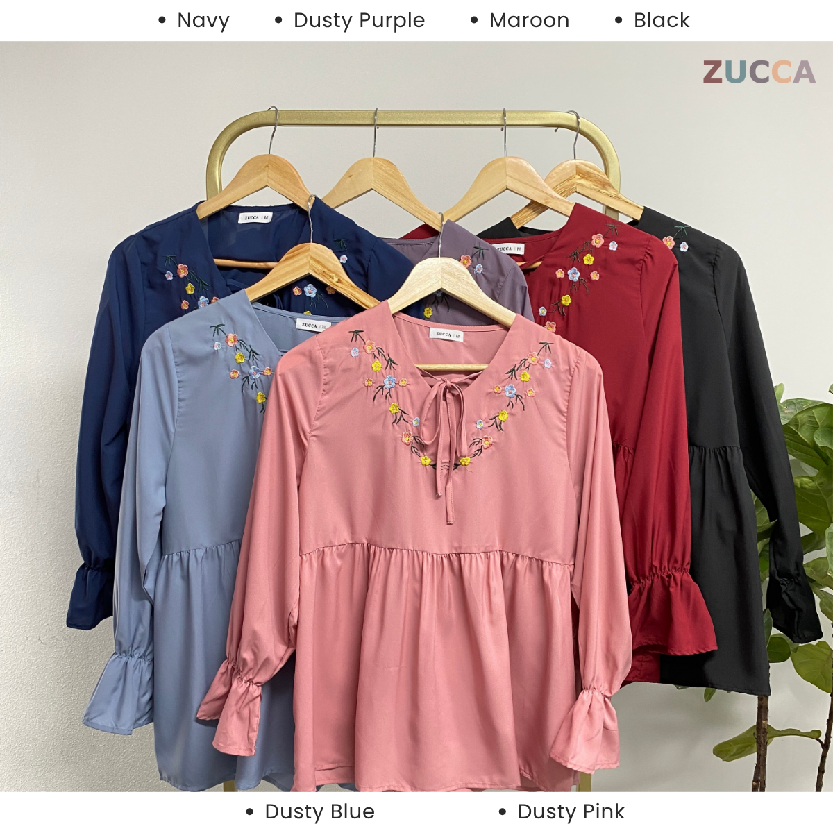 ZUCCA RAI CASUAL TIE V-NECK BLOUSE - MA077