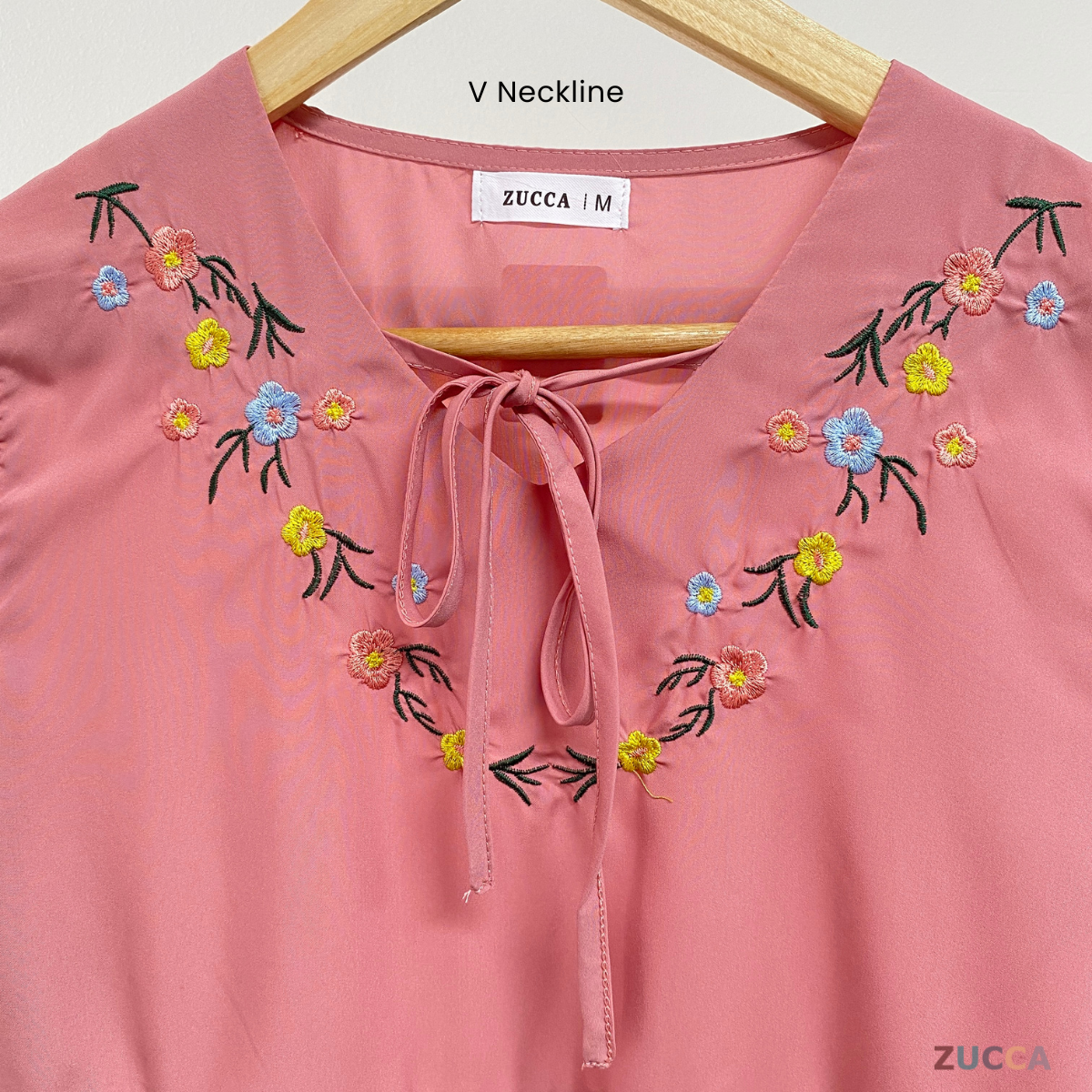 ZUCCA RAI CASUAL TIE V-NECK BLOUSE - MA077