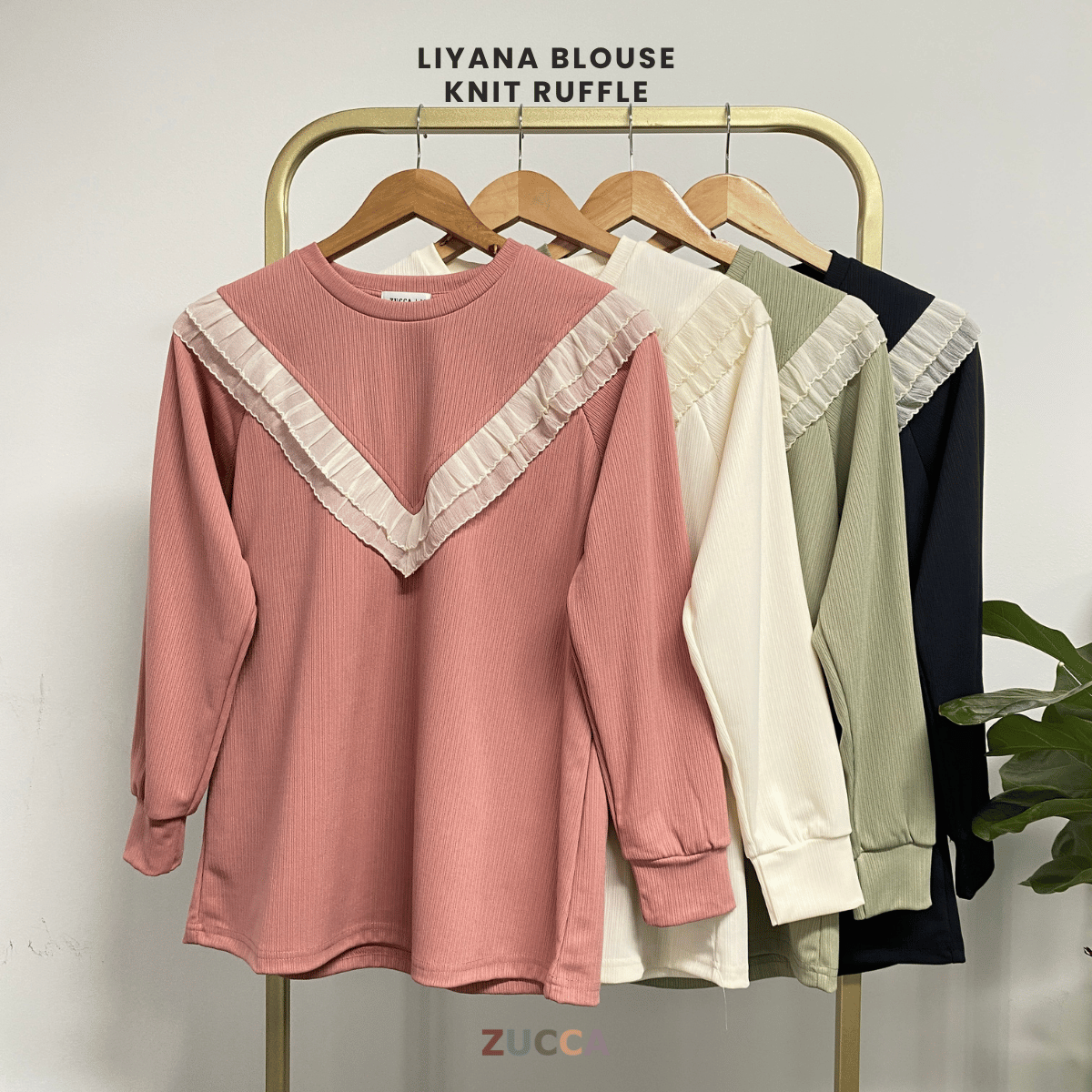 ZUCCA LIYANA BLOUSE KNIT RENDA RUFFLE - MA079