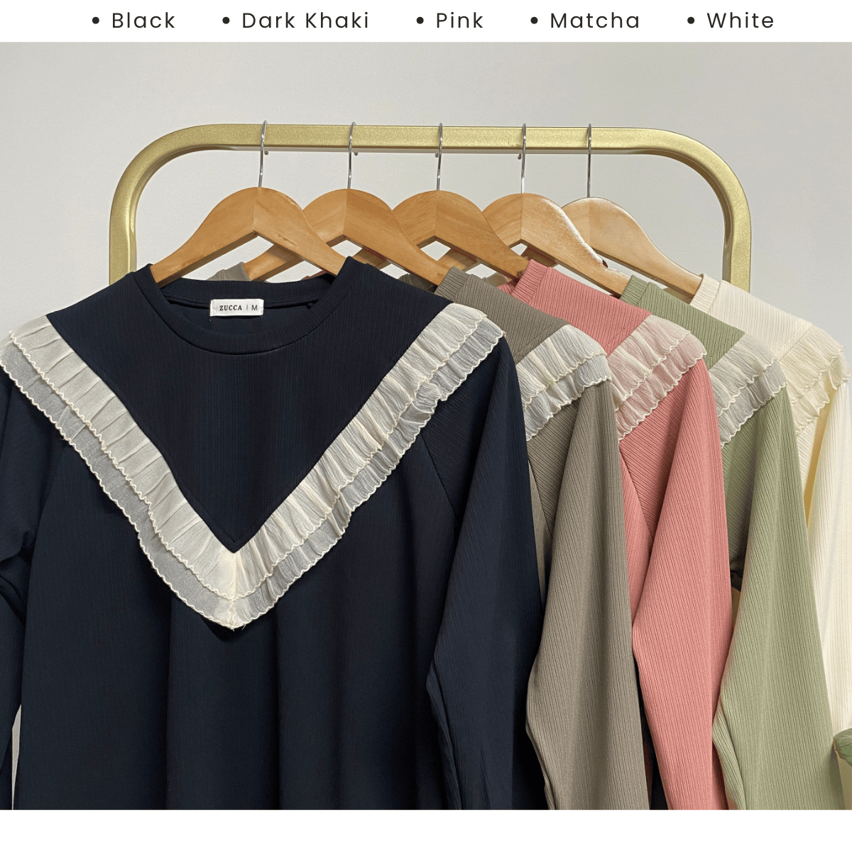 ZUCCA LIYANA BLOUSE KNIT RENDA RUFFLE - MA079