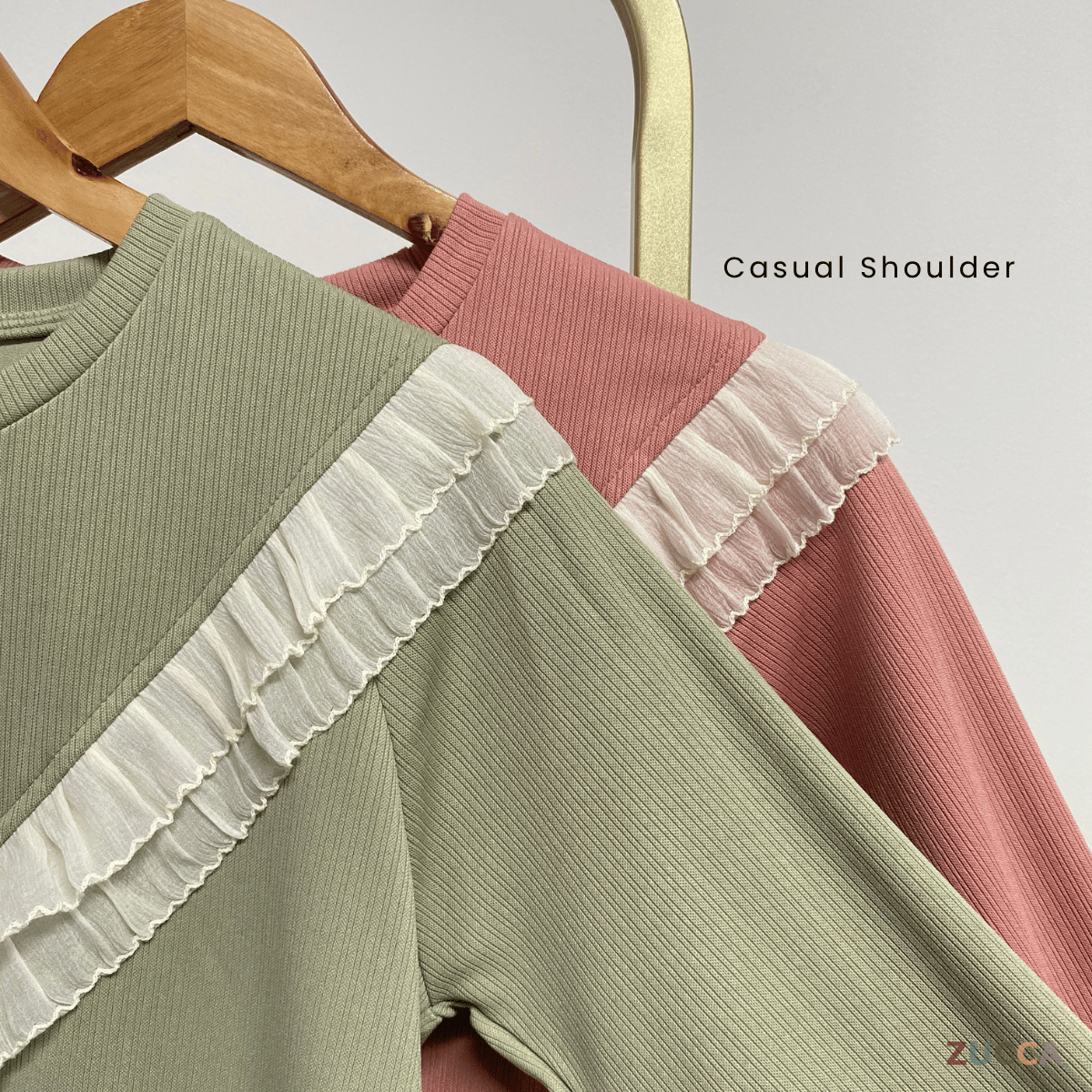 ZUCCA LIYANA BLOUSE KNIT RENDA RUFFLE - MA079