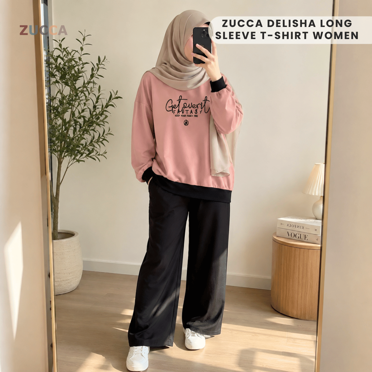ZUCCA DELISHA LONG SLEEVE KASUAL T-SHIRT PEREMPUAN - MA088