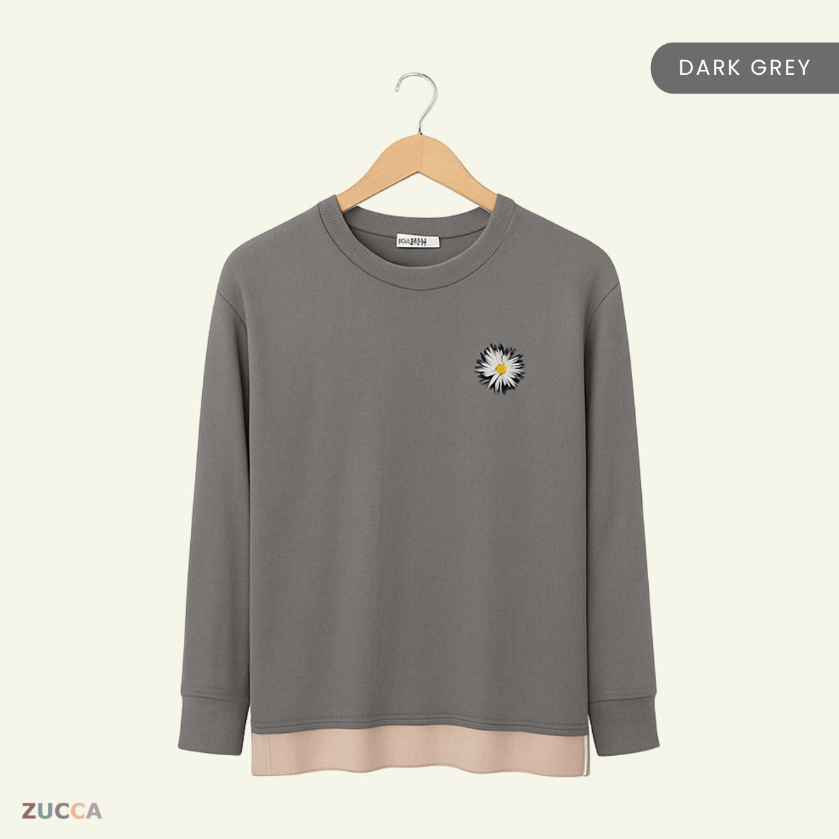 ZUCCA HAILEY T-SHIRT PEREMPUAN FLOWER EMBROIDERED LONG SLEEVE - MA095