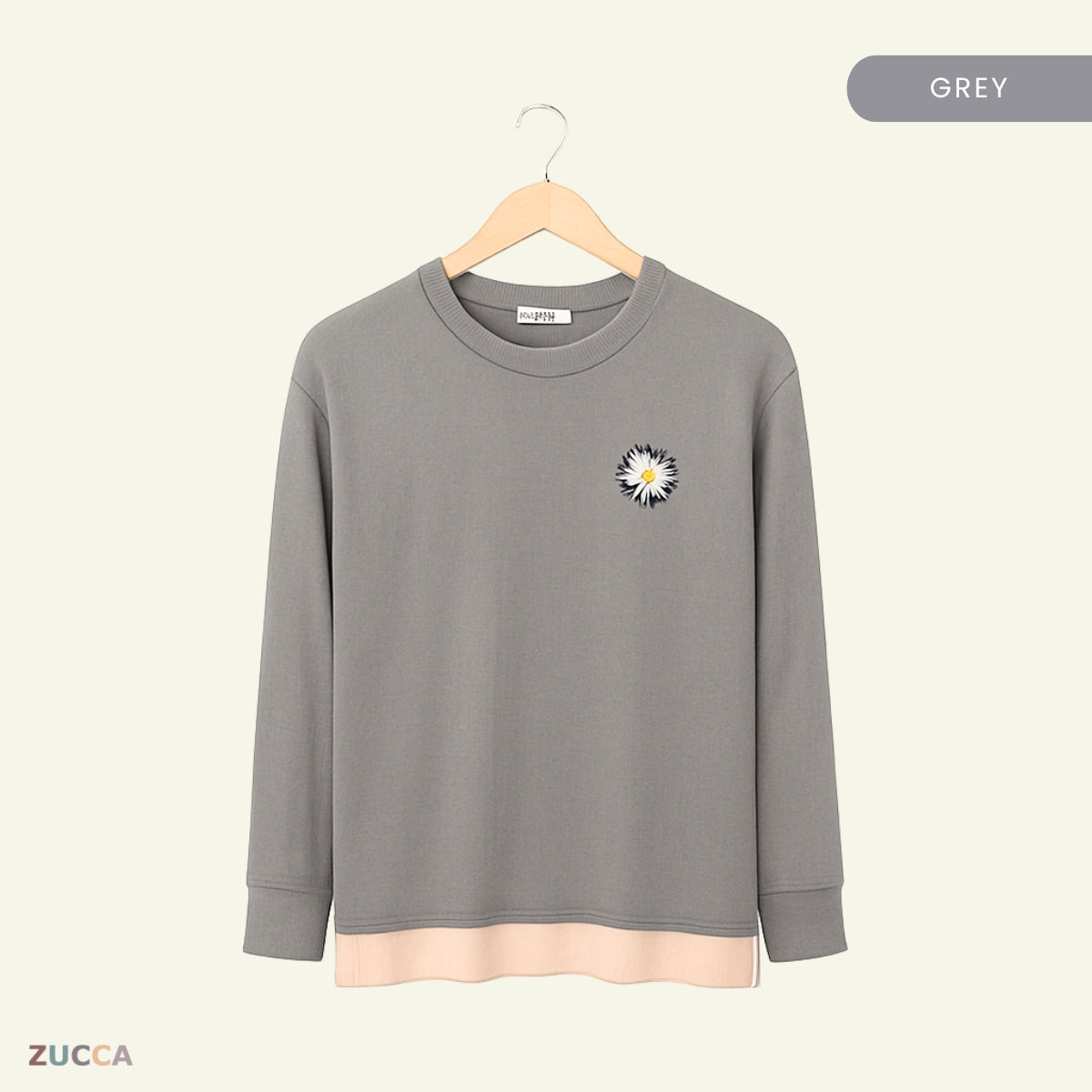 ZUCCA HAILEY T-SHIRT PEREMPUAN FLOWER EMBROIDERED LONG SLEEVE - MA095