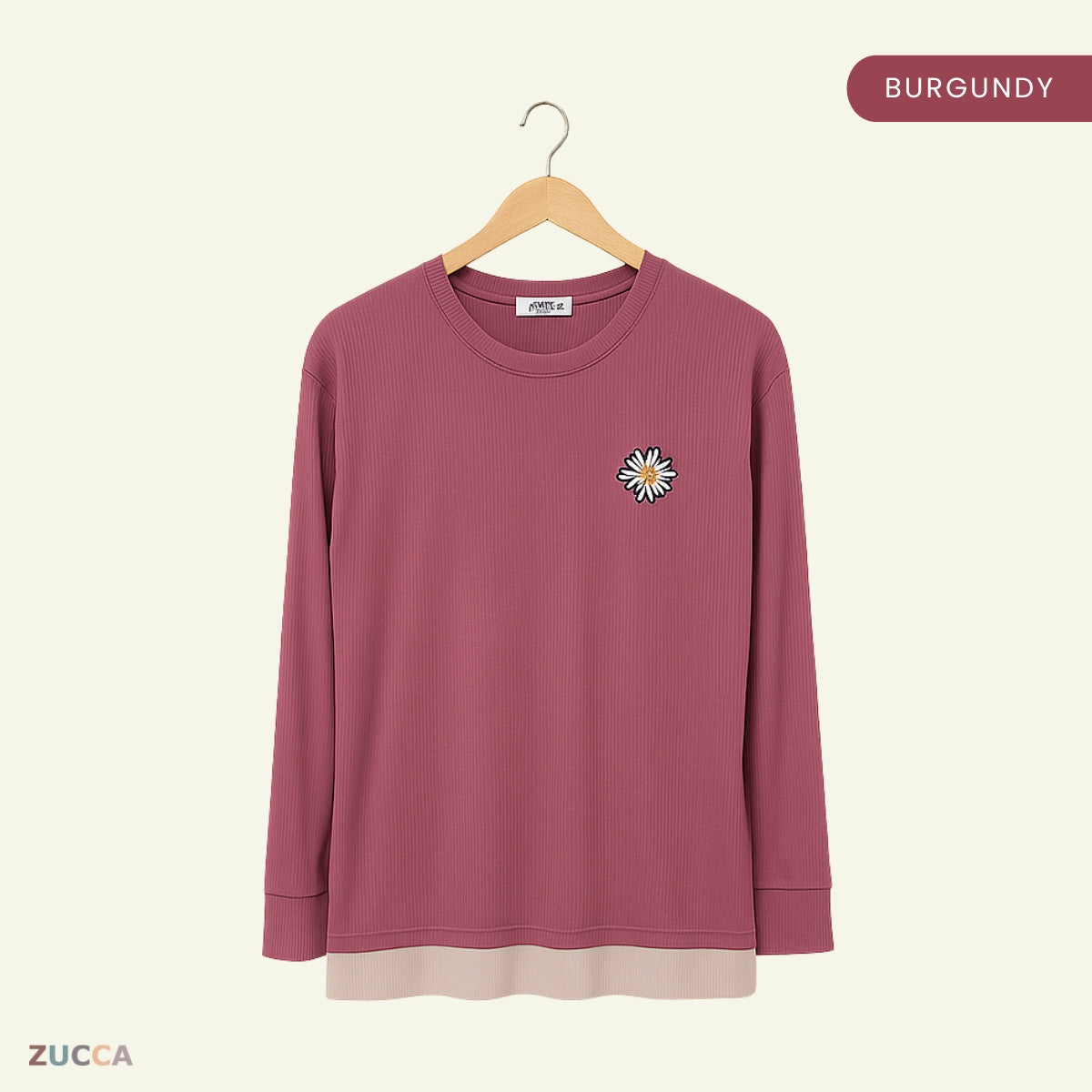 ZUCCA HAILEY T-SHIRT PEREMPUAN FLOWER EMBROIDERED LONG SLEEVE - MA095