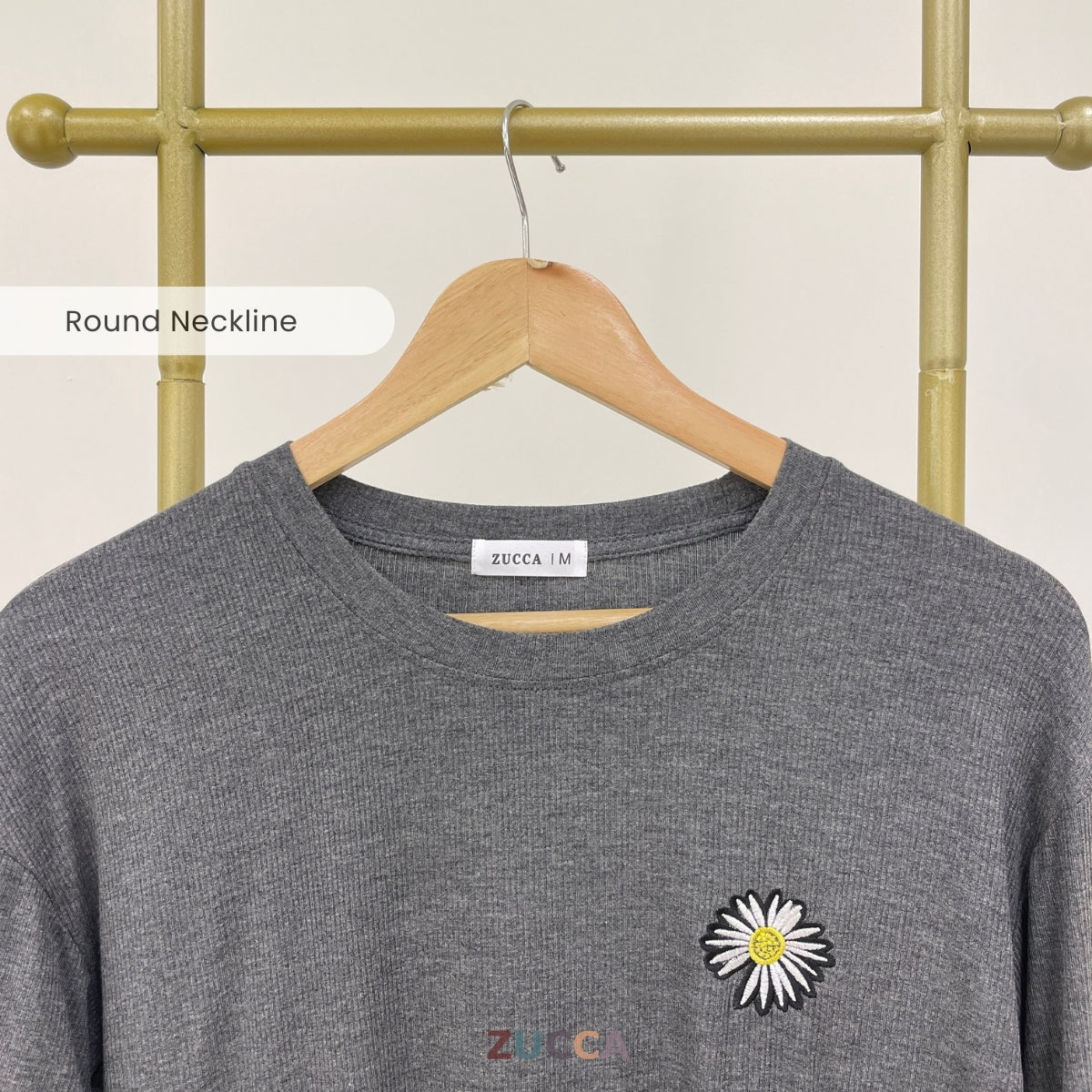 ZUCCA HAILEY T-SHIRT PEREMPUAN FLOWER EMBROIDERED LONG SLEEVE - MA095