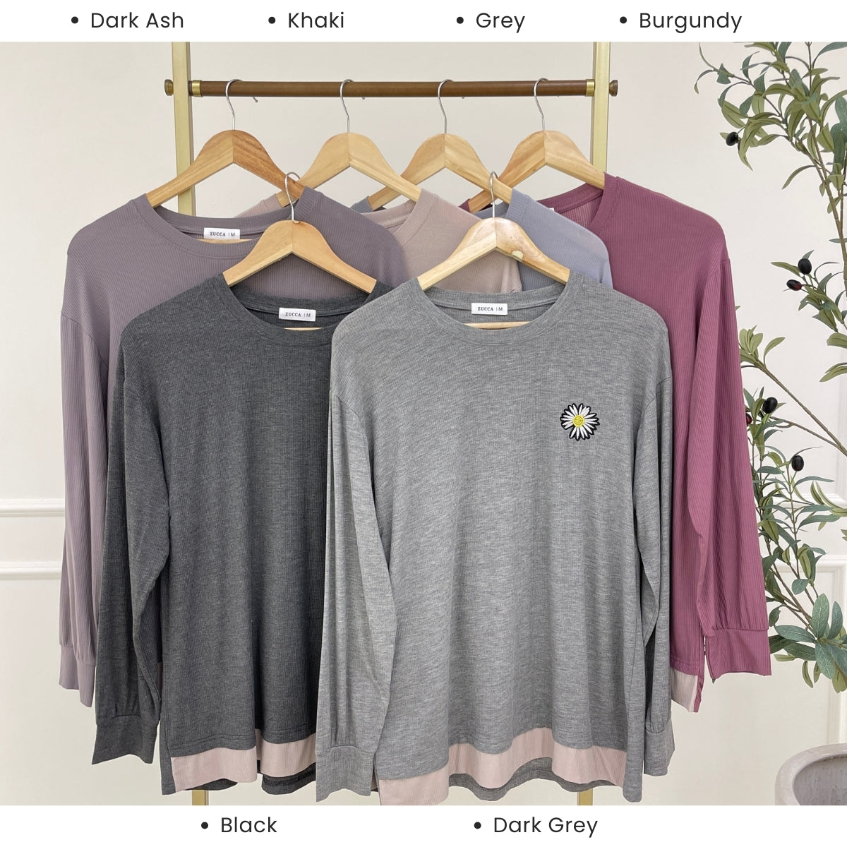 ZUCCA HAILEY T-SHIRT PEREMPUAN FLOWER EMBROIDERED LONG SLEEVE - MA095