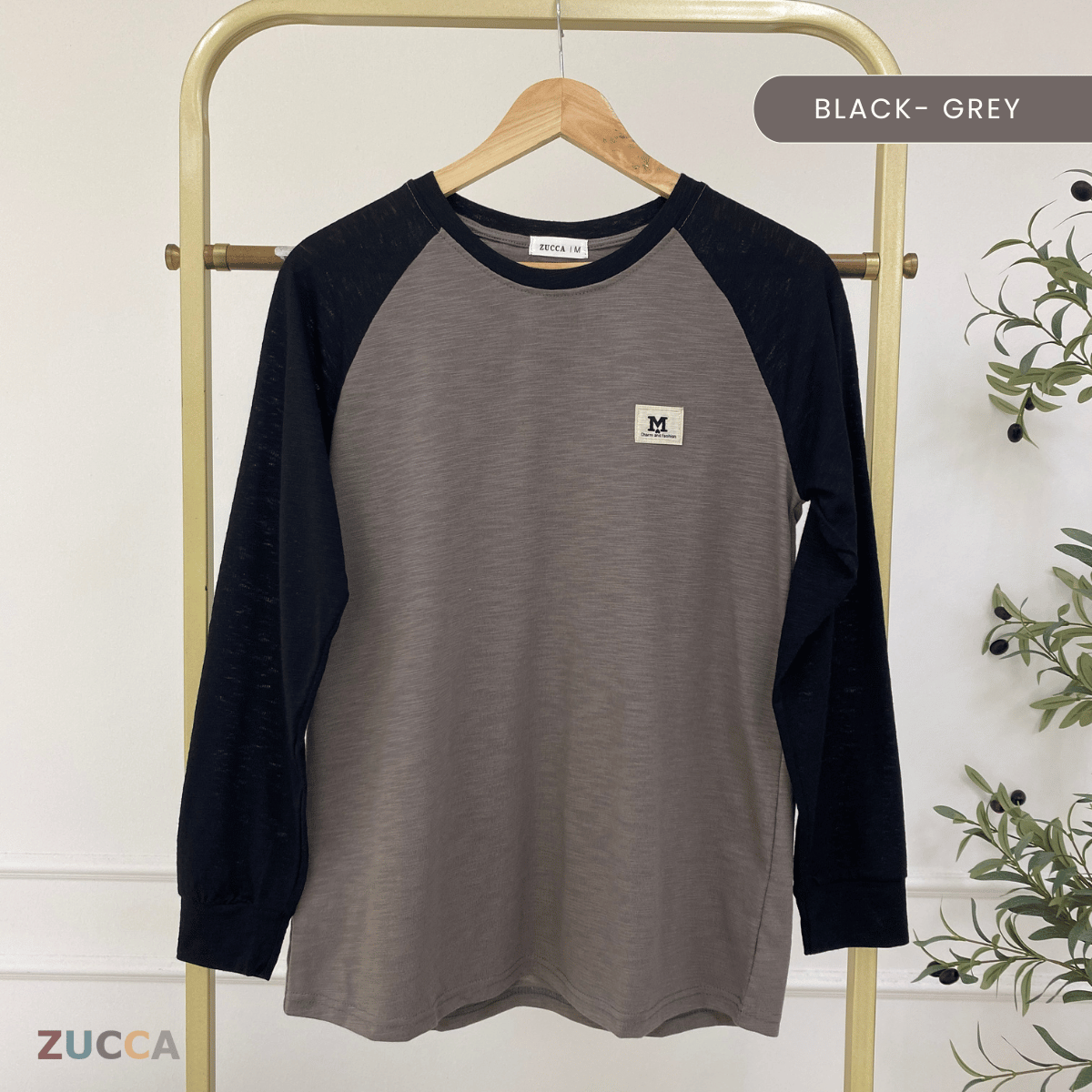 ZUCCA JAMIE TOP KASUAL LENGAN PANJANG RAGLAN-MA096