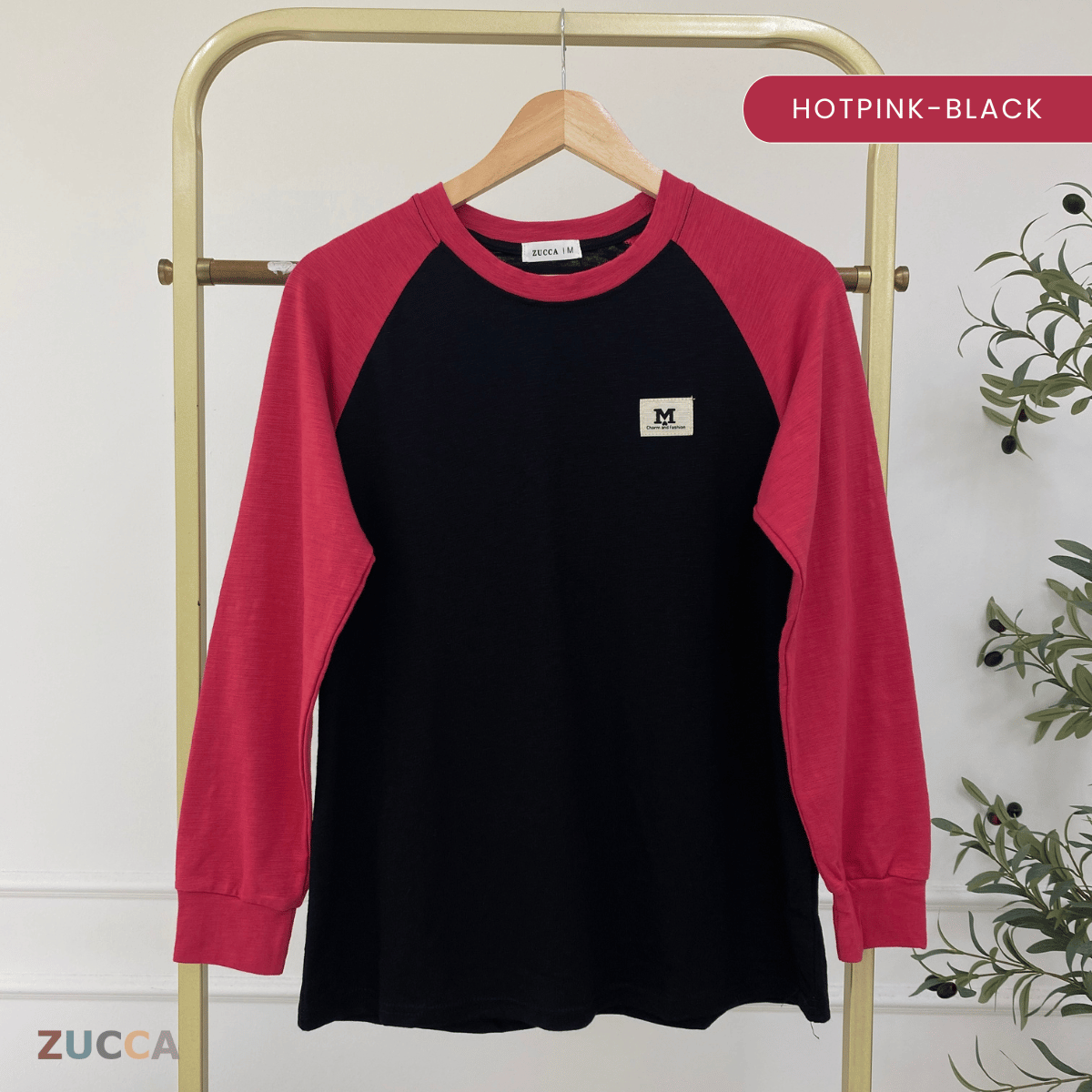ZUCCA JAMIE TOP KASUAL LENGAN PANJANG RAGLAN-MA096