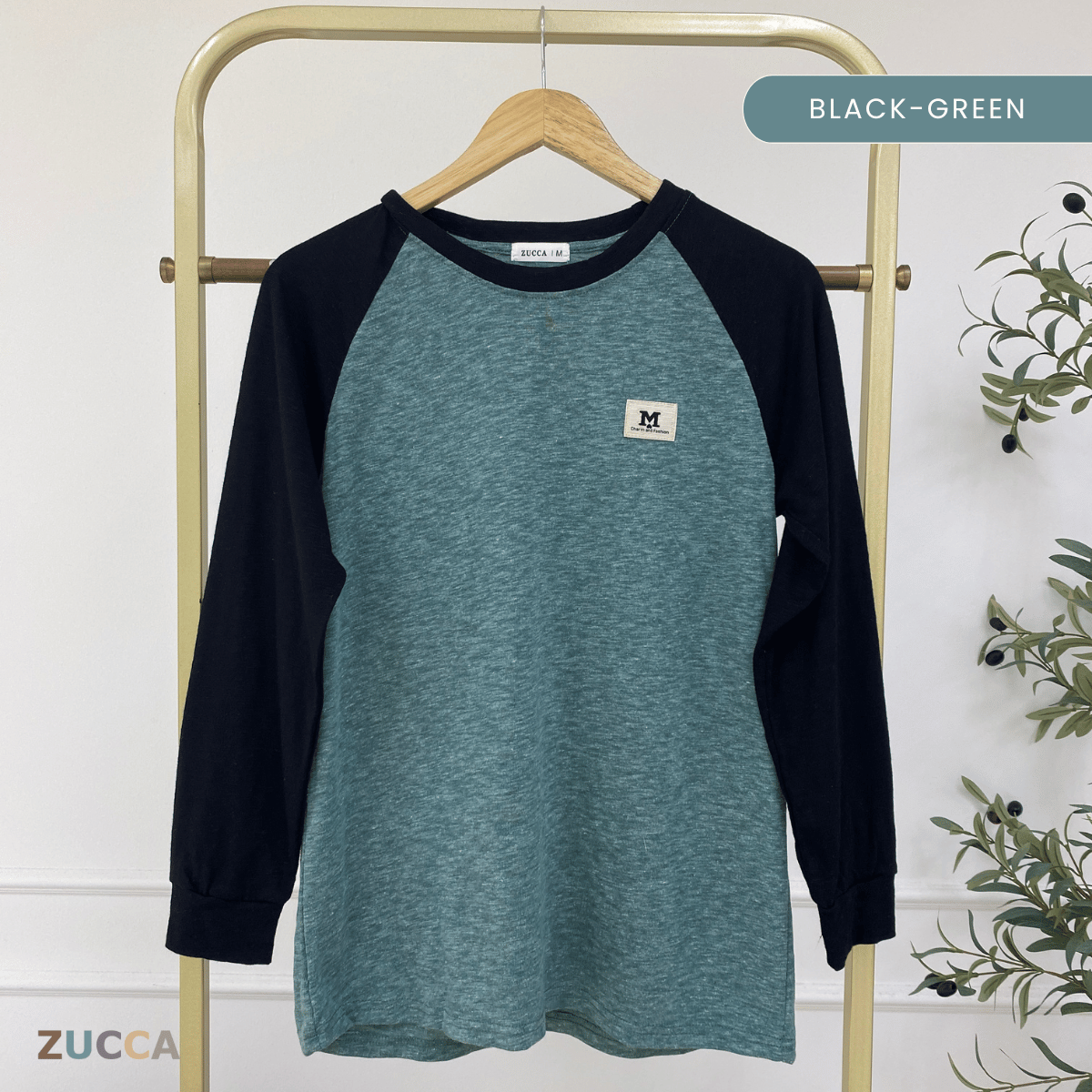ZUCCA JAMIE TOP KASUAL LENGAN PANJANG RAGLAN-MA096