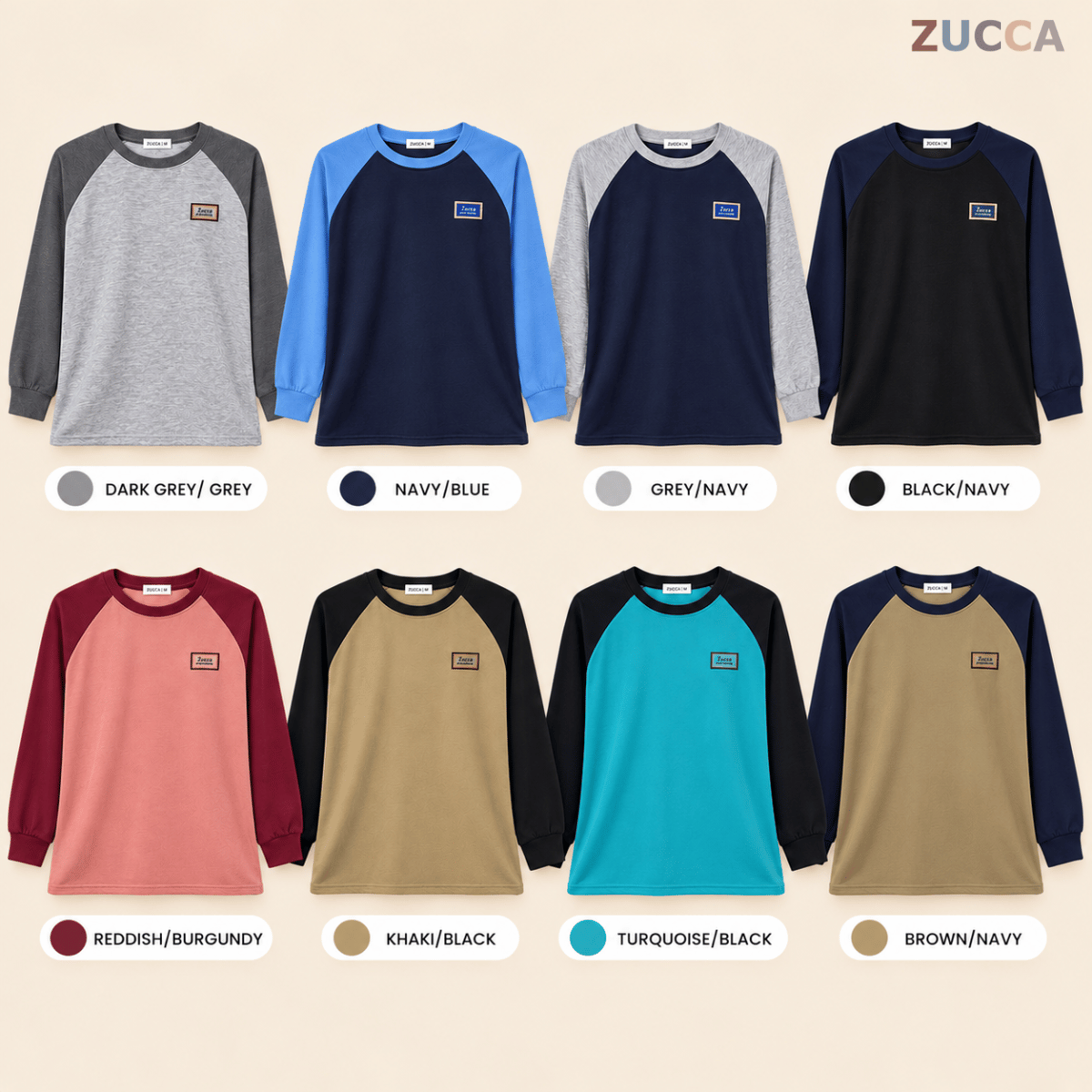 ZUCCA JAMIE TOP KASUAL LENGAN PANJANG RAGLAN-MA096