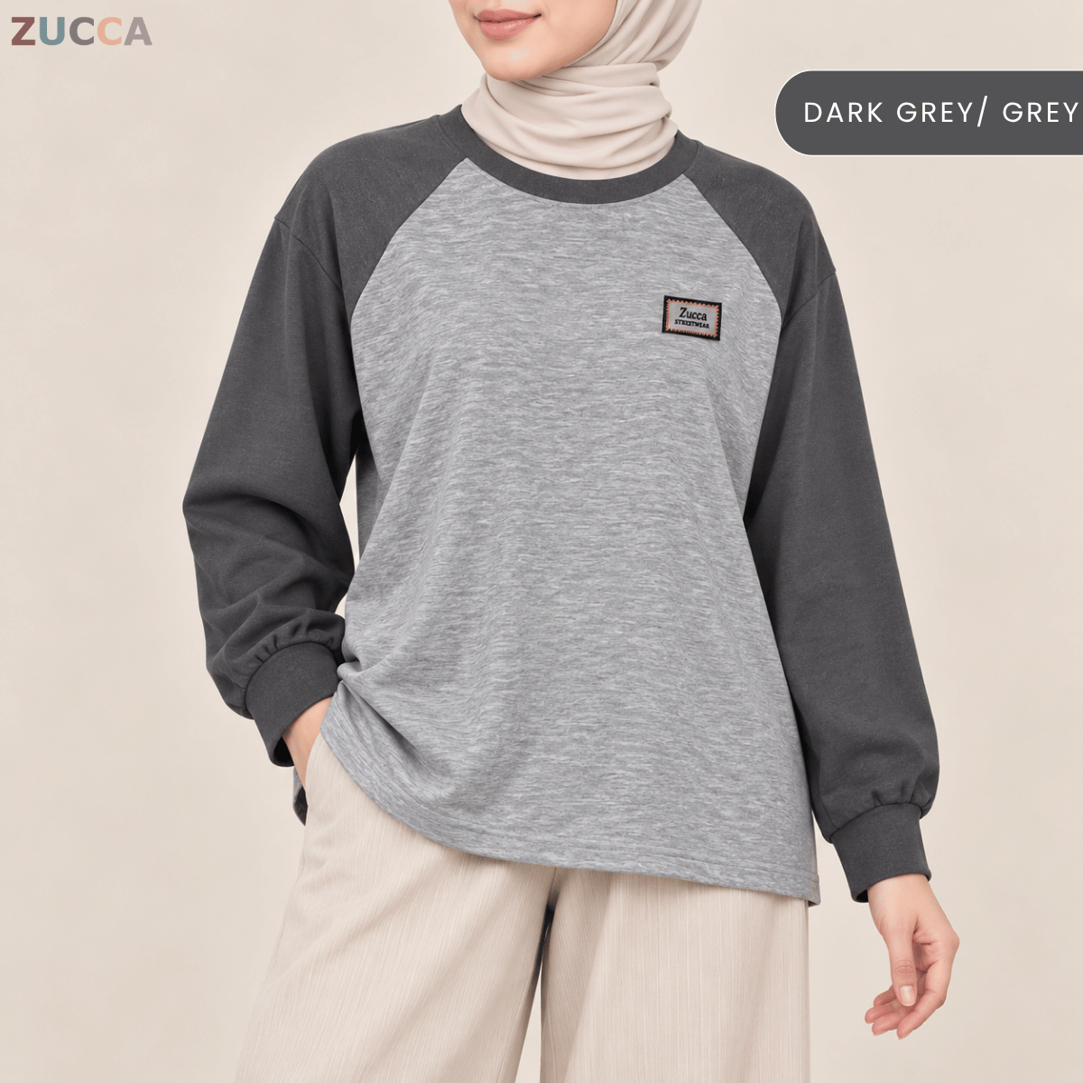 ZUCCA JAMIE TOP KASUAL LENGAN PANJANG RAGLAN-MA096