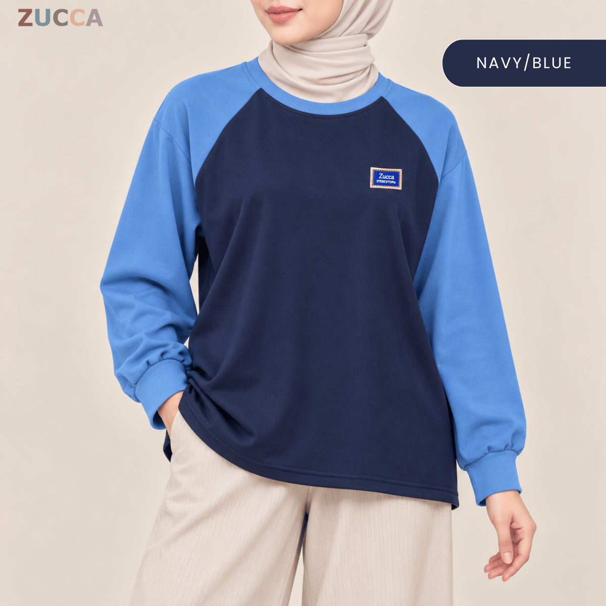 ZUCCA JAMIE TOP KASUAL LENGAN PANJANG RAGLAN-MA096