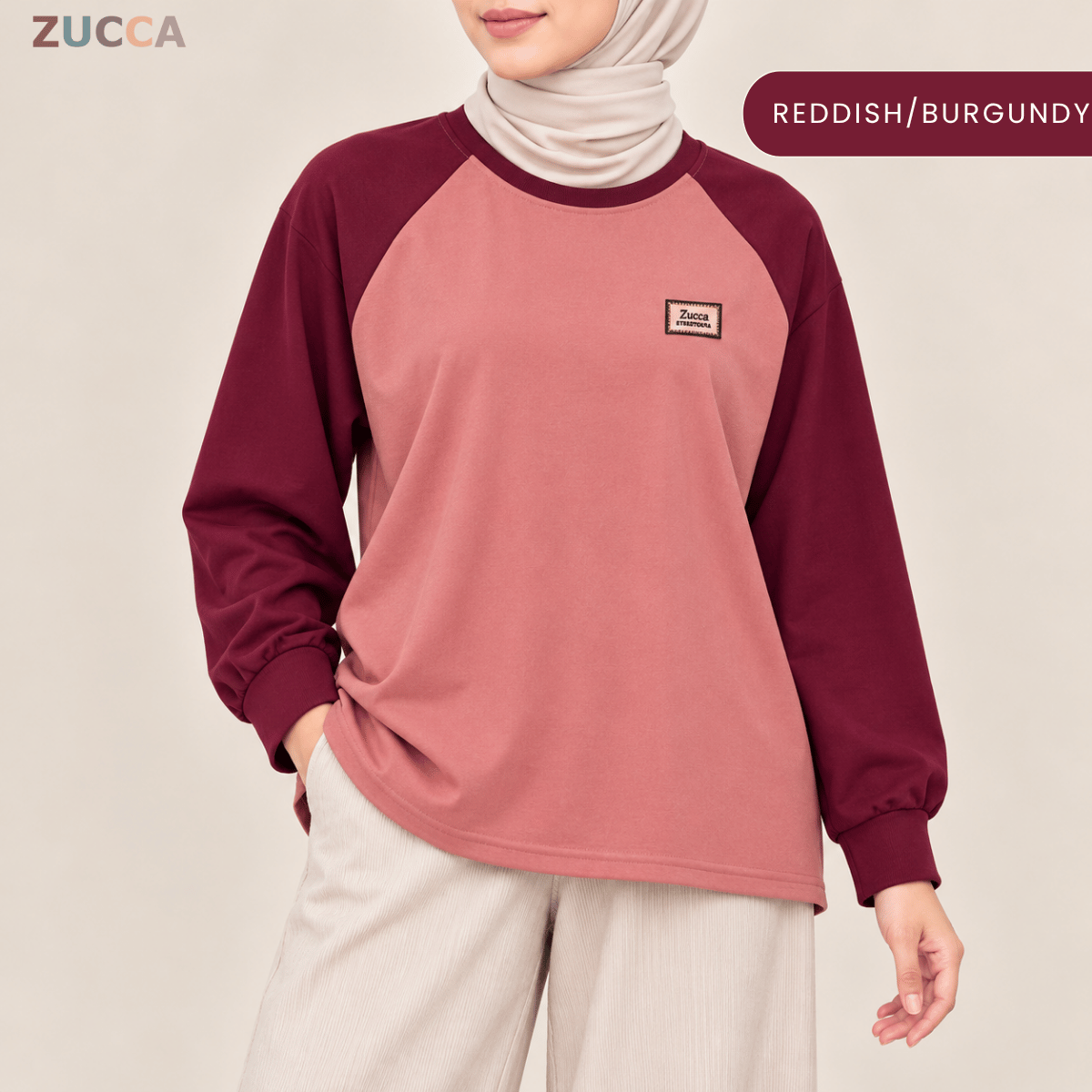 ZUCCA JAMIE TOP KASUAL LENGAN PANJANG RAGLAN-MA096