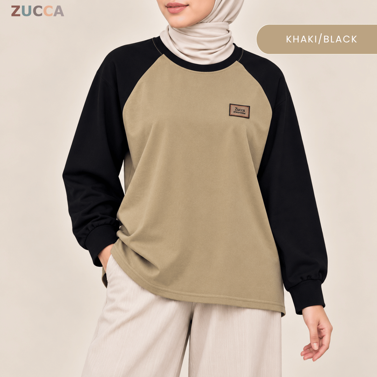 ZUCCA JAMIE TOP KASUAL LENGAN PANJANG RAGLAN-MA096