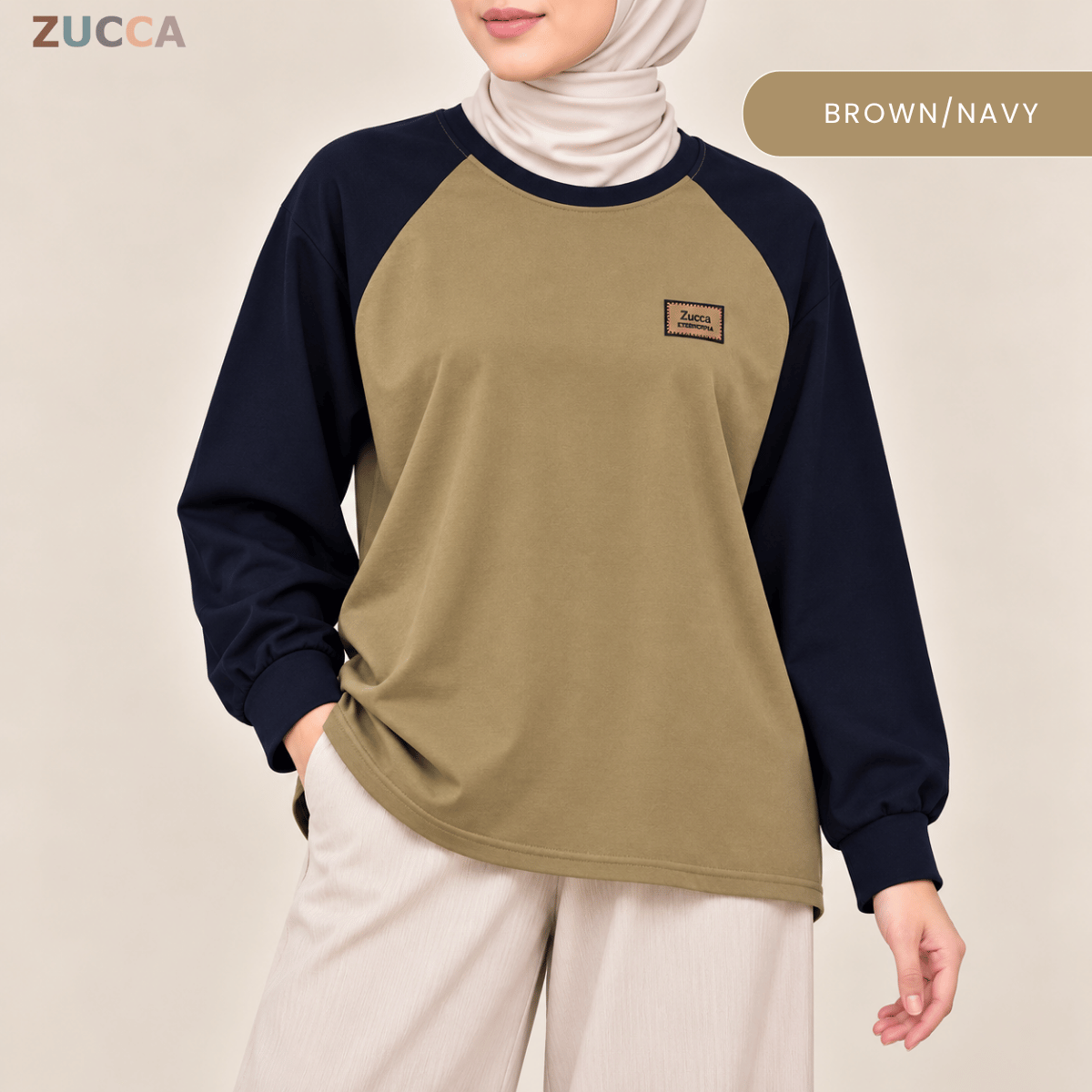 ZUCCA JAMIE TOP KASUAL LENGAN PANJANG RAGLAN-MA096