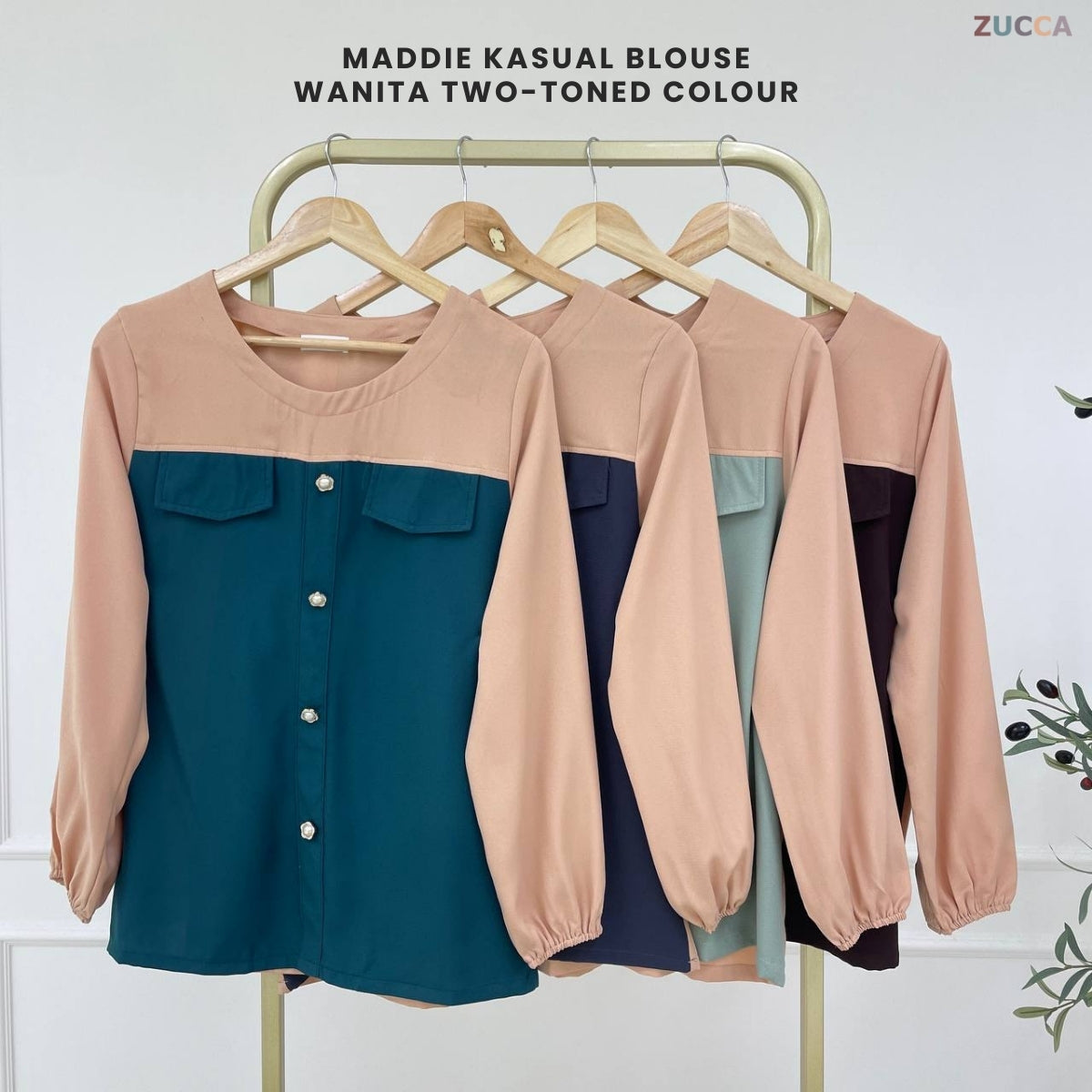 ZUCCA MADDIE DWI TONE BLOUSE -MA099