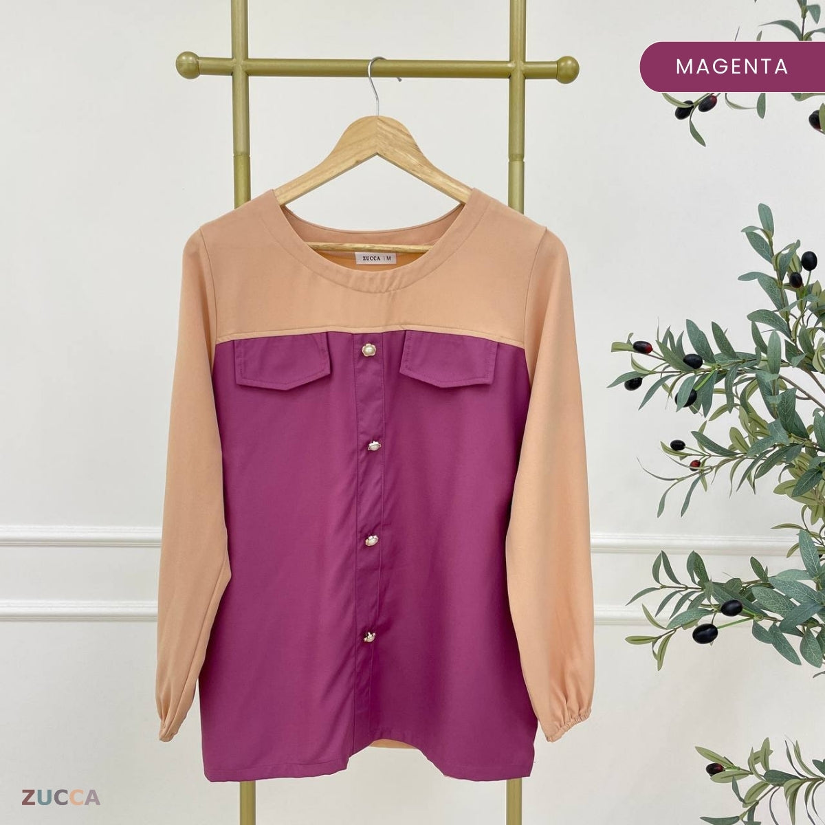ZUCCA MADDIE DWI TONE BLOUSE -MA099
