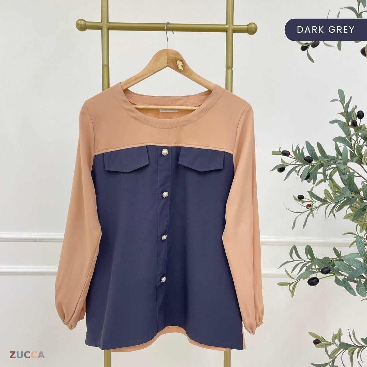 ZUCCA MADDIE DWI TONE BLOUSE -MA099