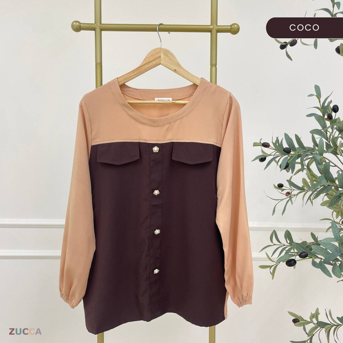 ZUCCA MADDIE DWI TONE BLOUSE -MA099