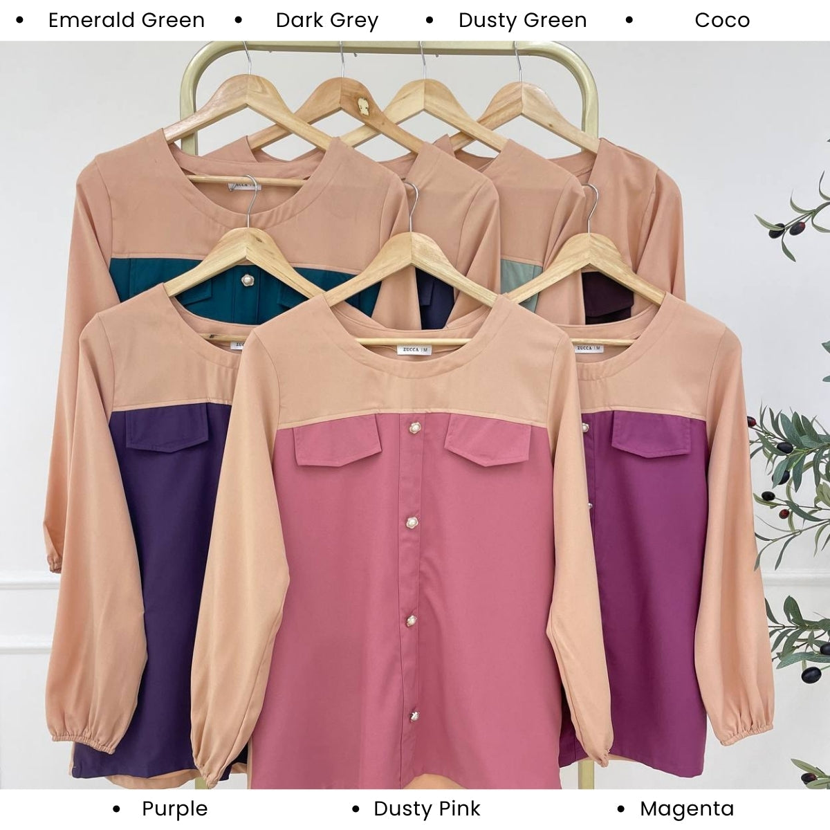 ZUCCA MADDIE DWI TONE BLOUSE -MA099