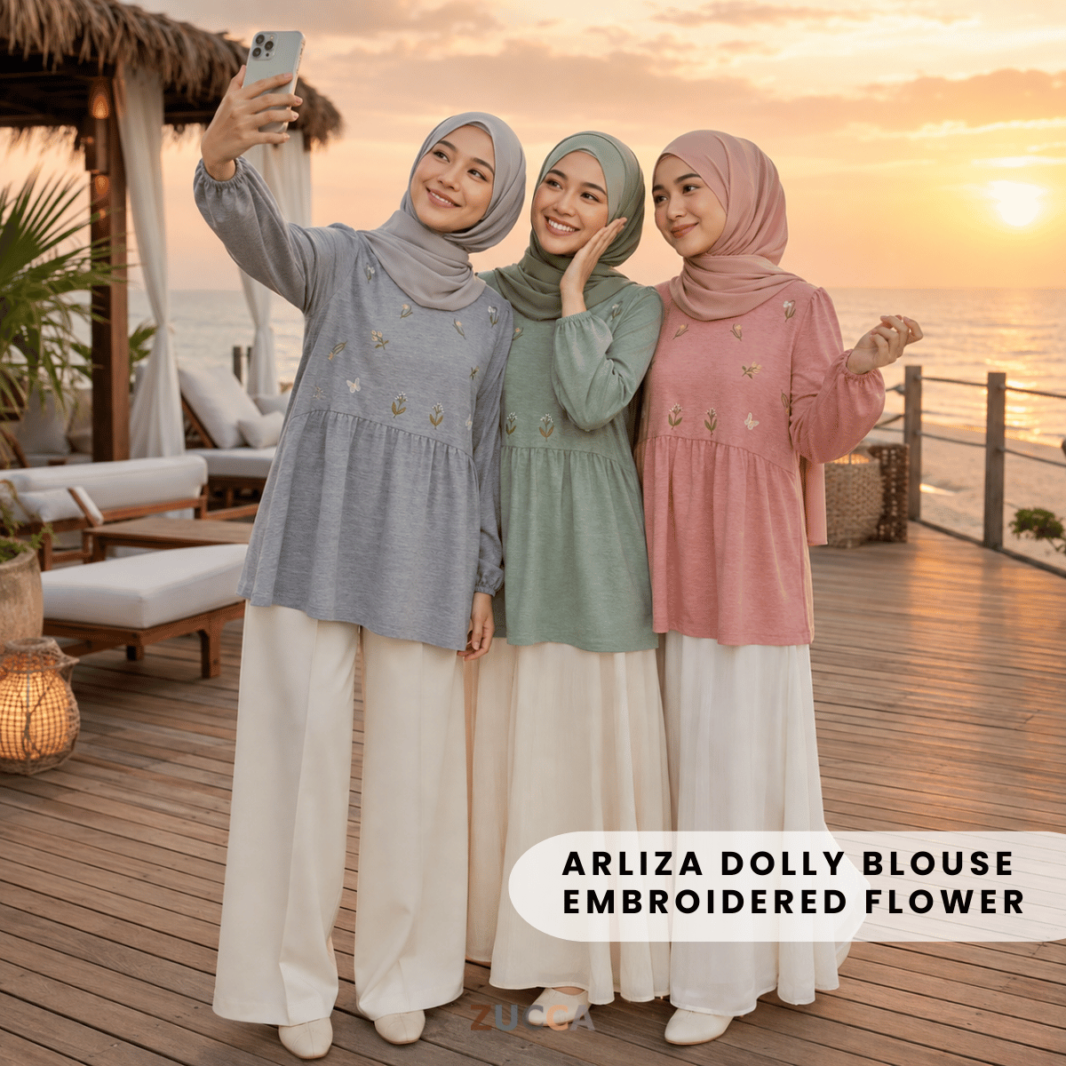 ZUCCA ARLIZA DOLLY BLOUSE EMBROIDERED FLOWER - MA101