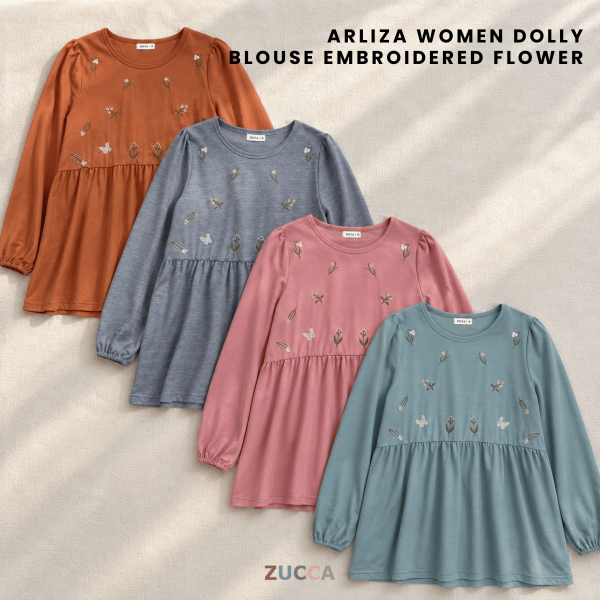 ZUCCA ARLIZA DOLLY BLOUSE PEREMPUAN EMBROIDERED FLOWER - MA101