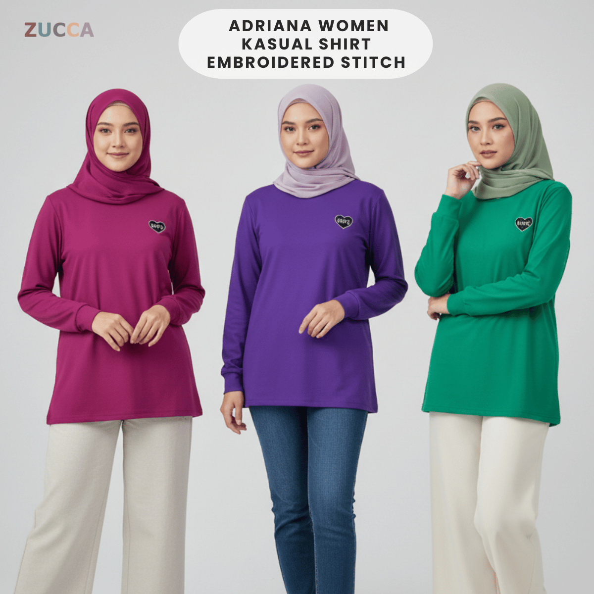 ZUCCA ADRIANA WOMEN KASUAL SHIRT EMBROIDERED STITCH - MA107