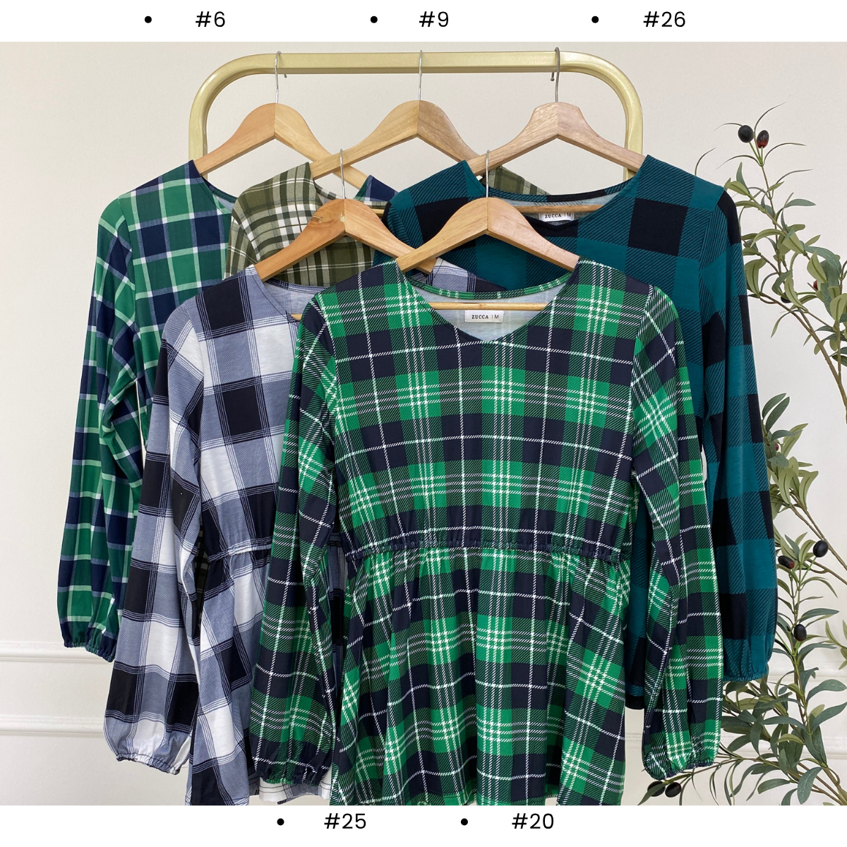 ZUCCA QISTINA CHECKERED WANITA BLOUSE- MA113