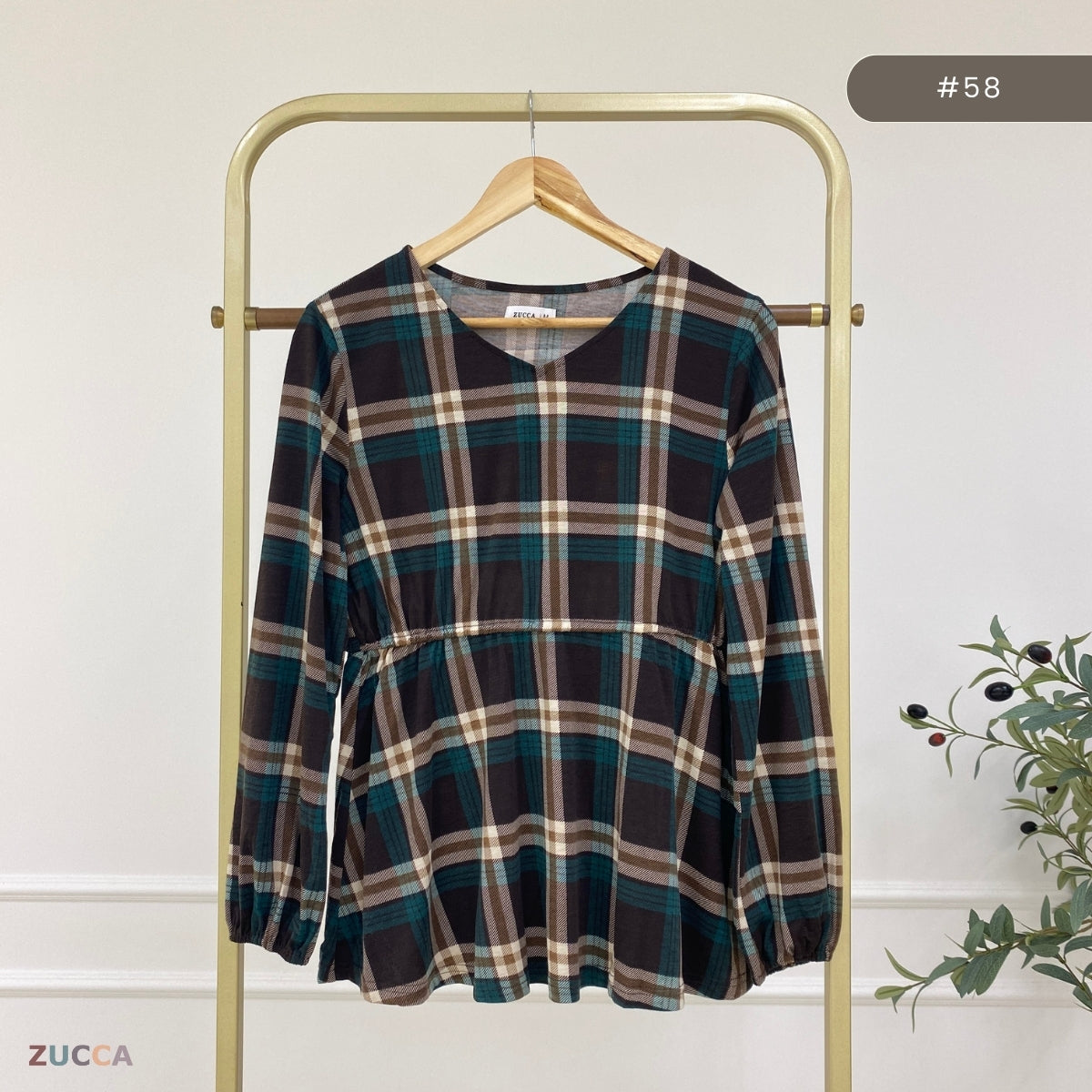 ZUCCA QISTINA CHECKERED WANITA BLOUSE- MA113