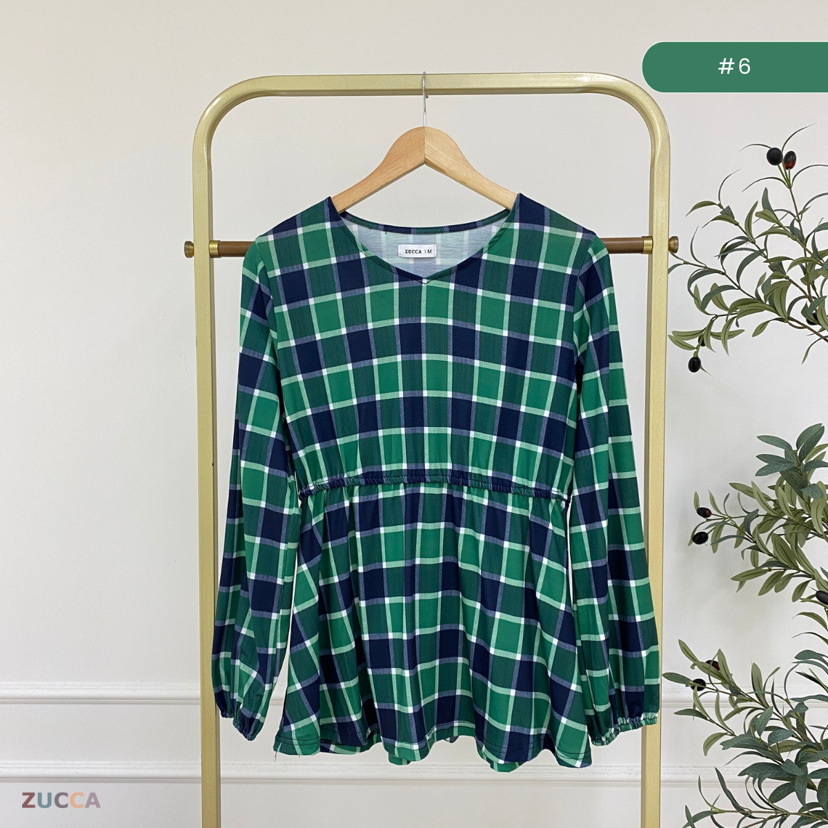 ZUCCA QISTINA CHECKERED WANITA BLOUSE- MA113