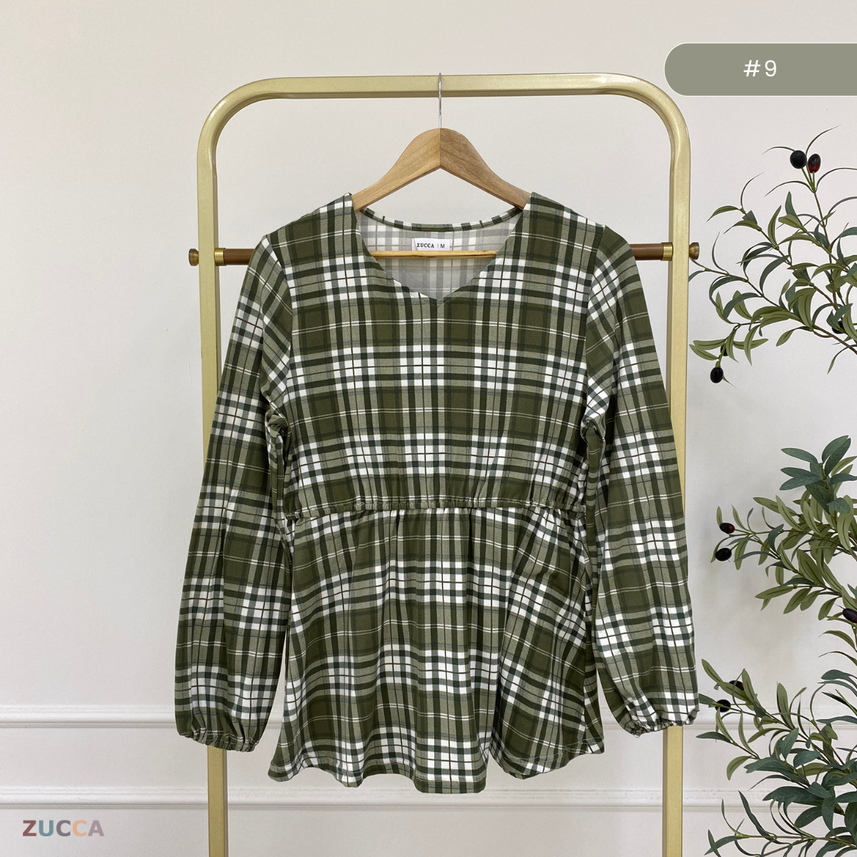 ZUCCA QISTINA CHECKERED WANITA BLOUSE- MA113